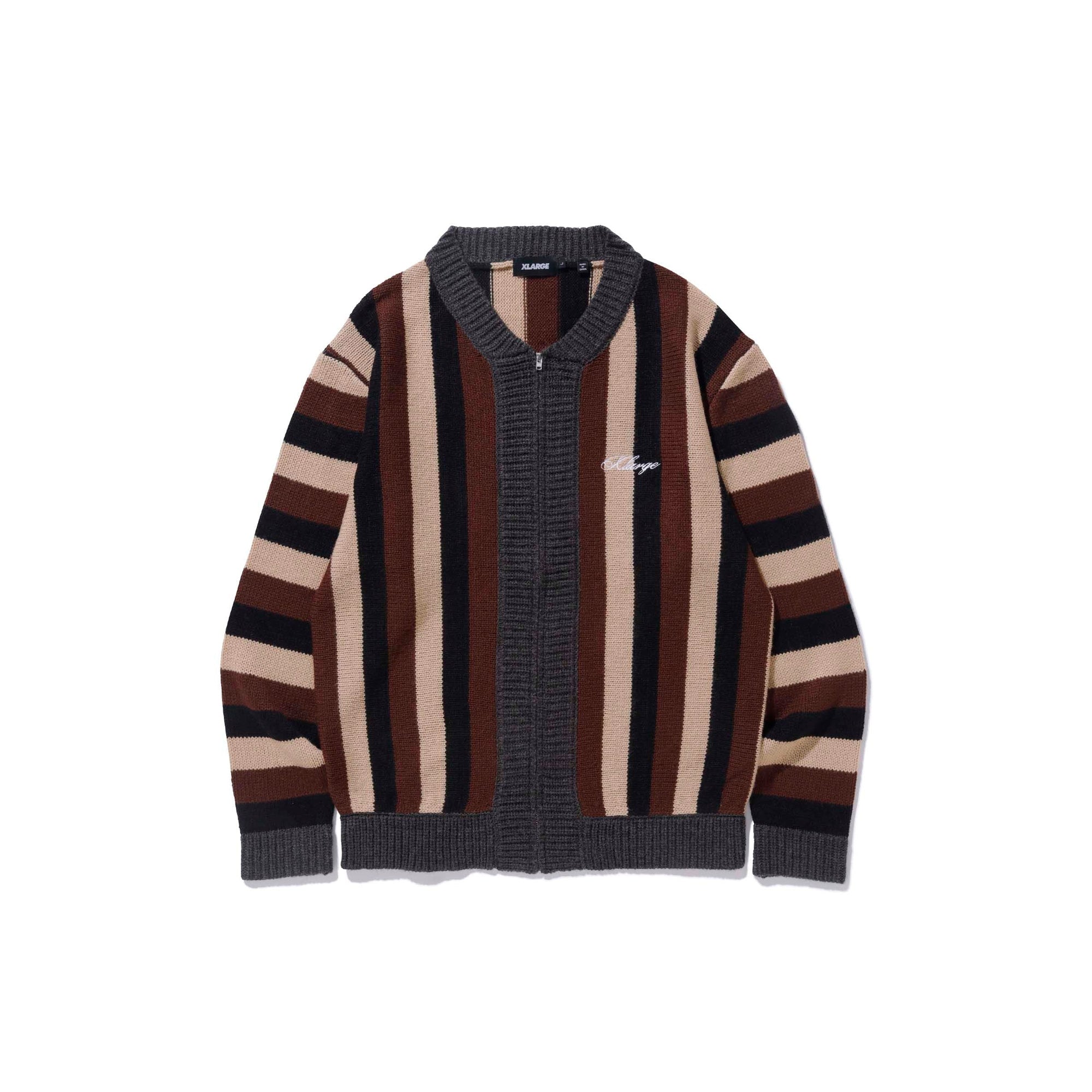 X-Large Mens Stripe Knit Cardigan – Extra Butter