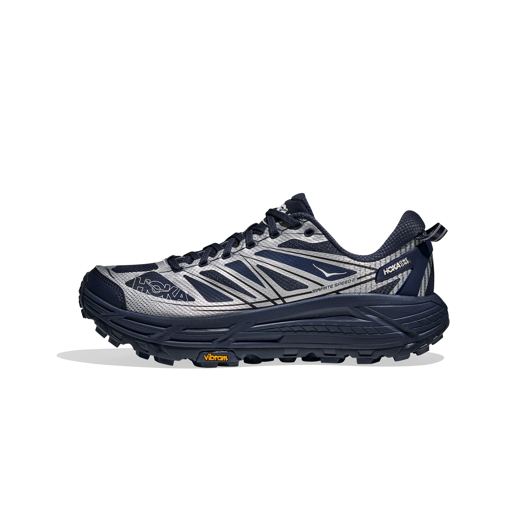 Brand-New Hoka One One U Mafate Speed 2 Navy Silver Running Shoes Men\'s 10.5 Hoka Mafate Speed 2 Mens Lifestyle Shoes Varsity Navy Silver  main image 2