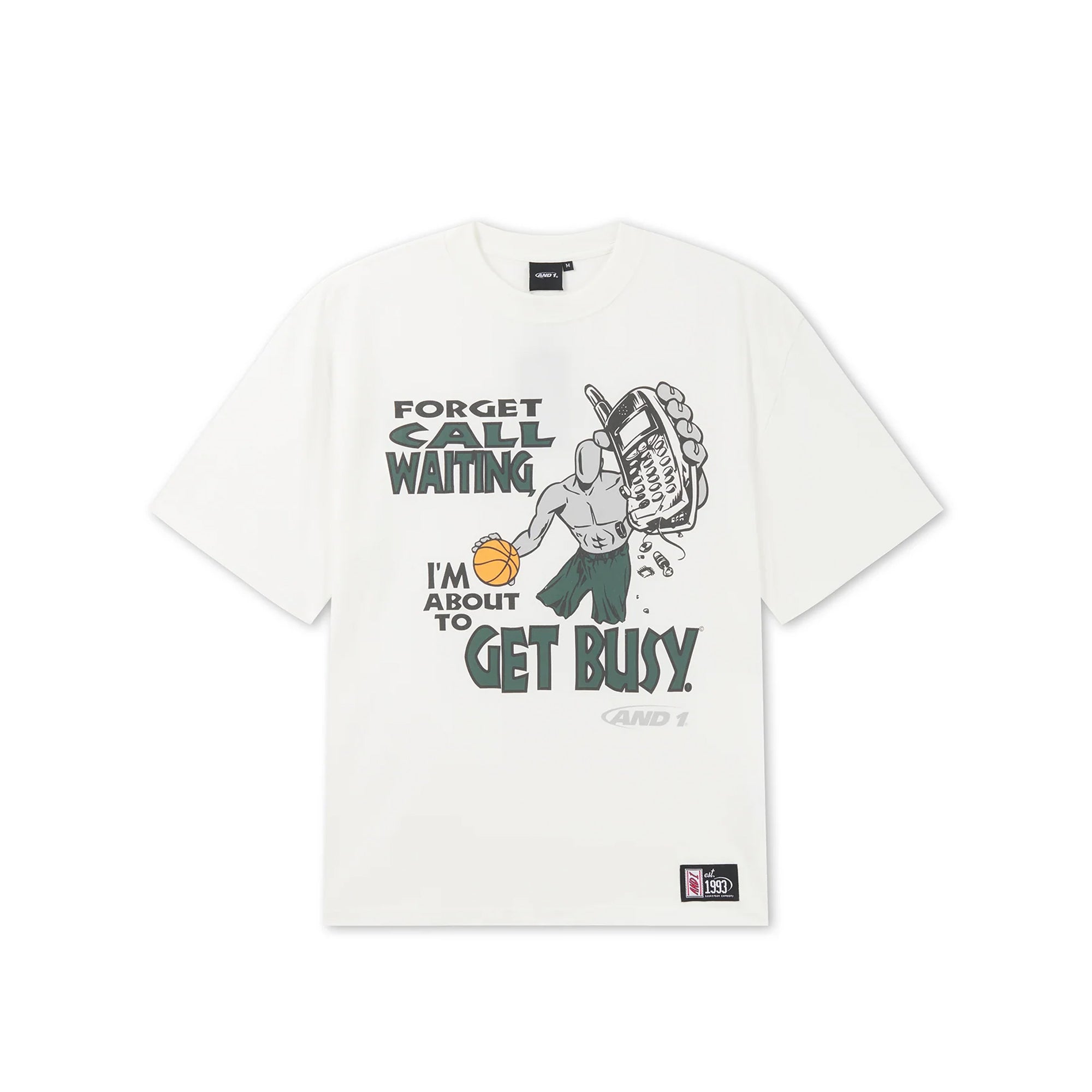 AND1 Mens Get Busy Trash Talk Oversized Graphic Tee – Extra Butter