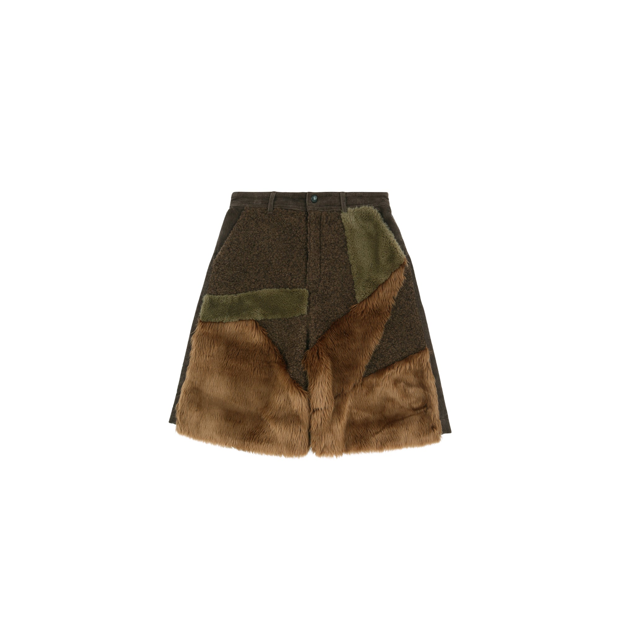 Andersson Bell Mens Faux Fur Patchwork Shorts – Extra Butter