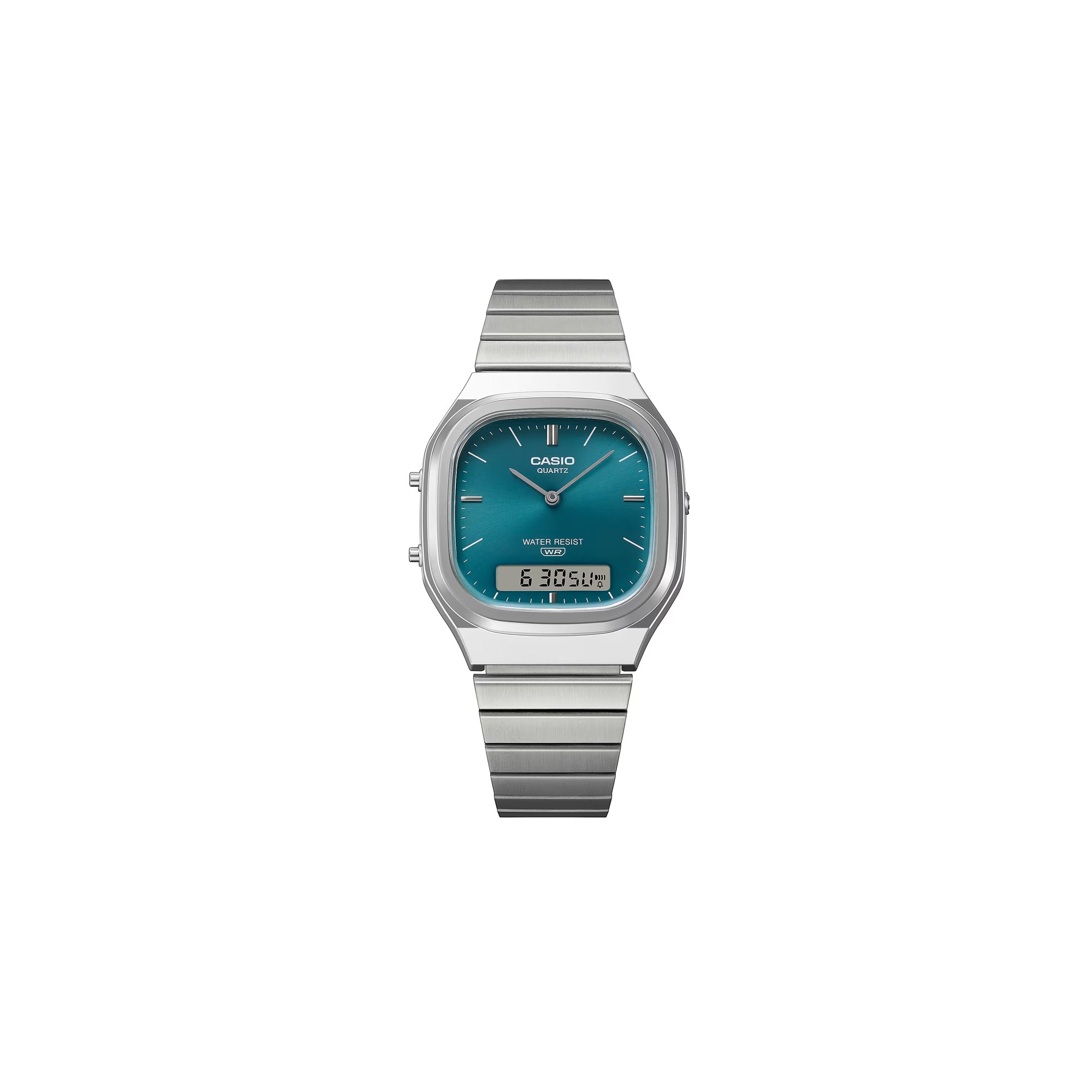 時計 CASIO AQ-240E-3A AQ240E-3A | Vintage Analog-Digital Watch, Blue-Green Dial | CASIO