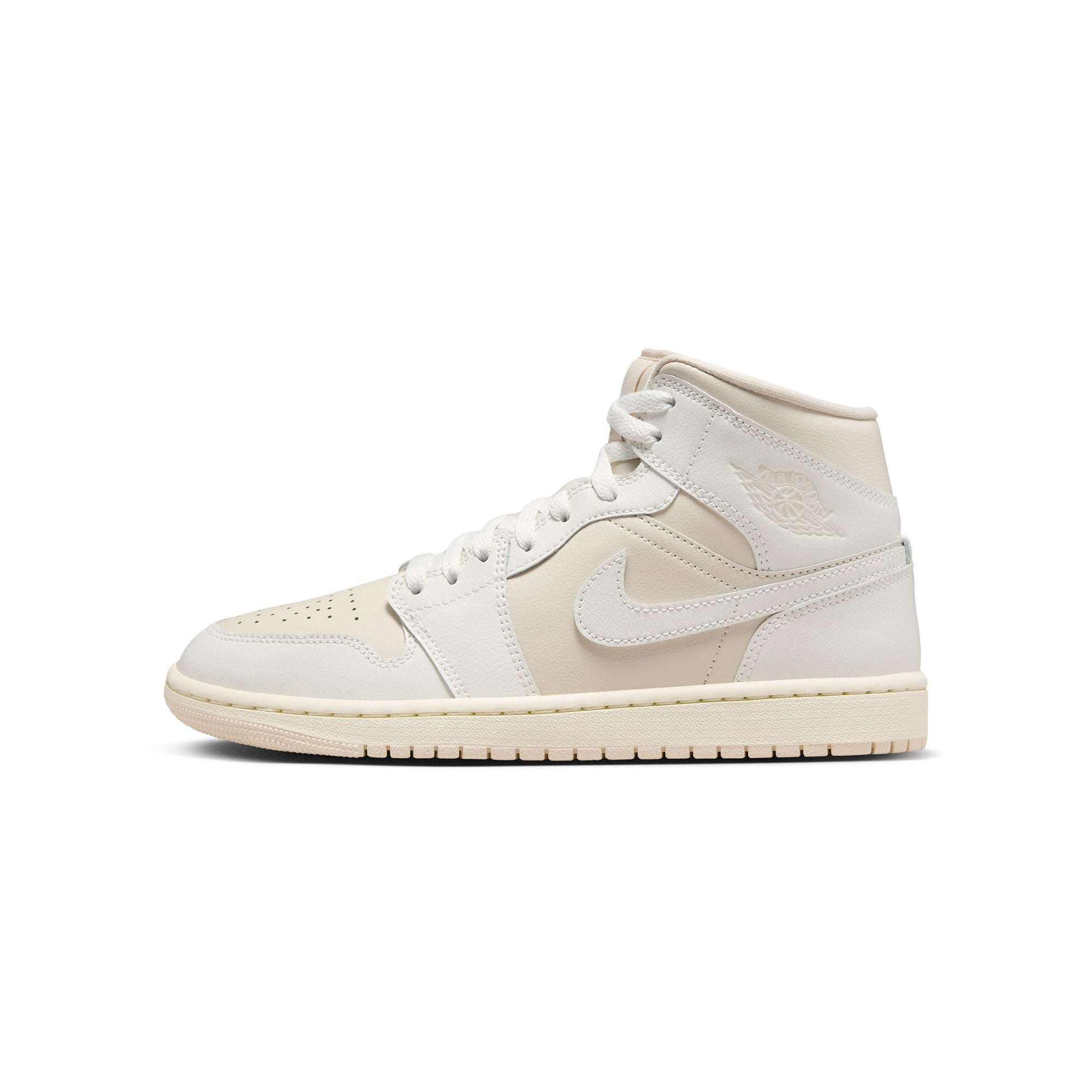 Air Jordan 1 Womens Mid White Light Tan Shoes Extra Butter