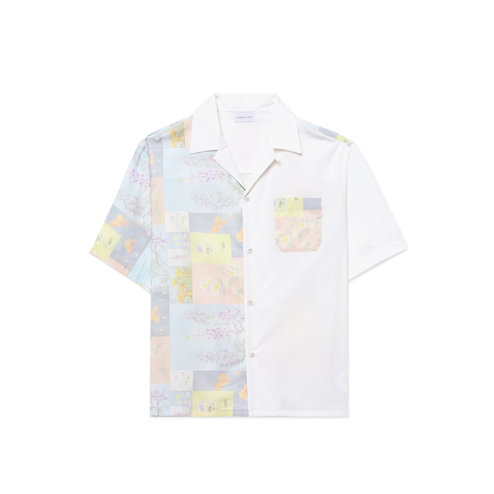 John Elliott Mens Camp Shirt 'Super Bloom Grid'