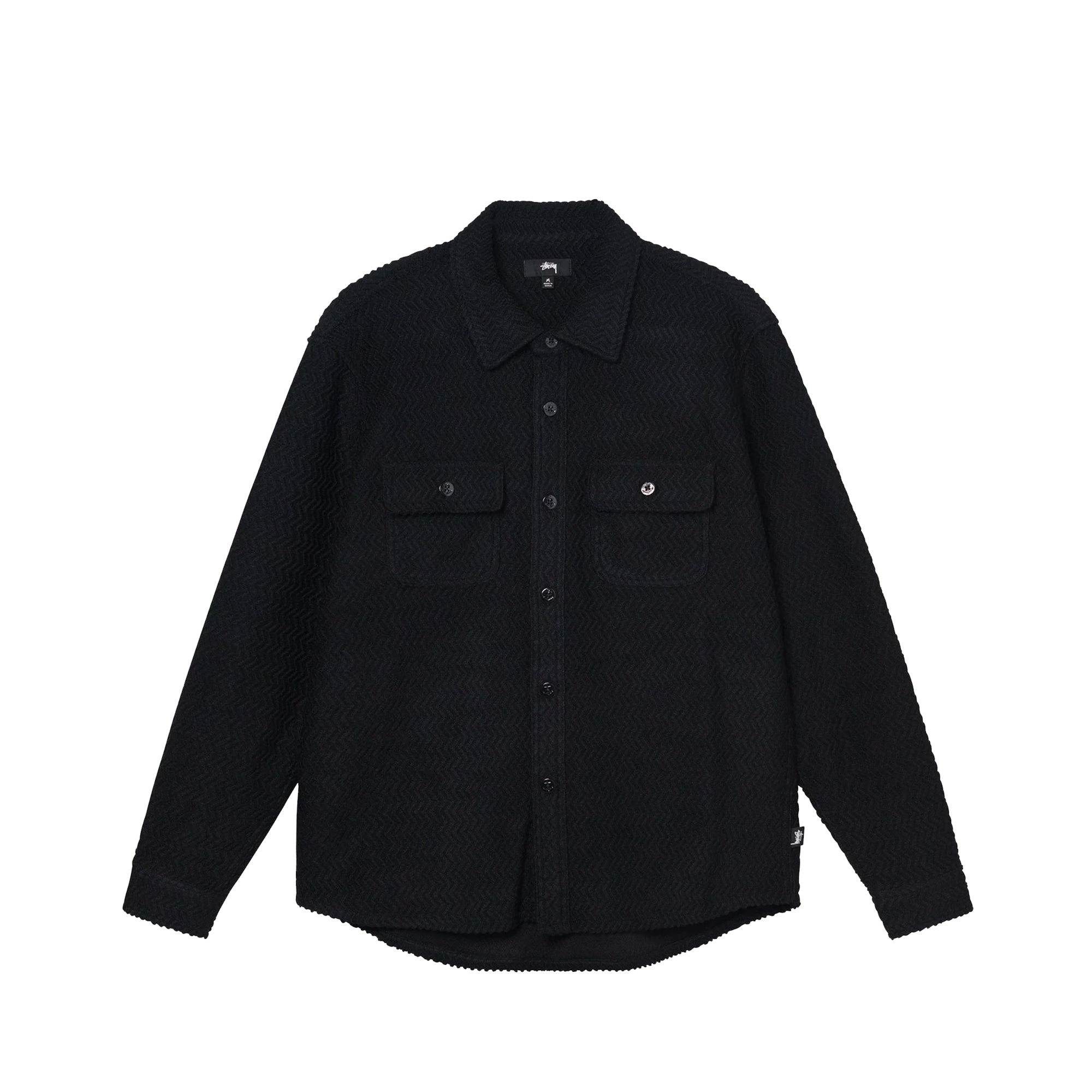 Stussy Mens Textured Wool CPO LS Shirt 'Black'