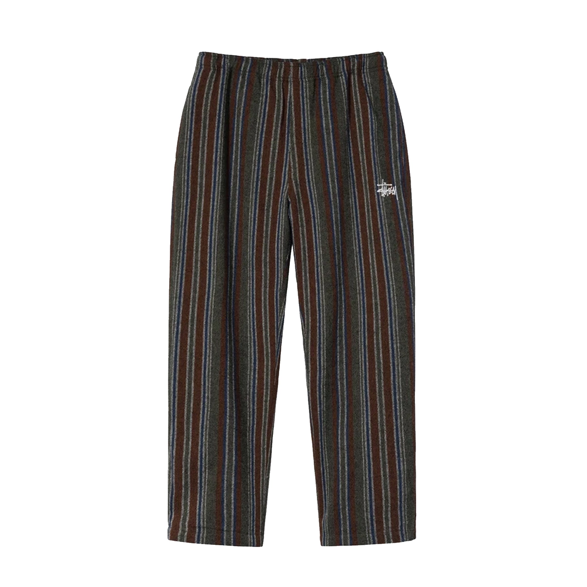 Stussy Mens Wool Stripe Relaxed Pants 'Olive'