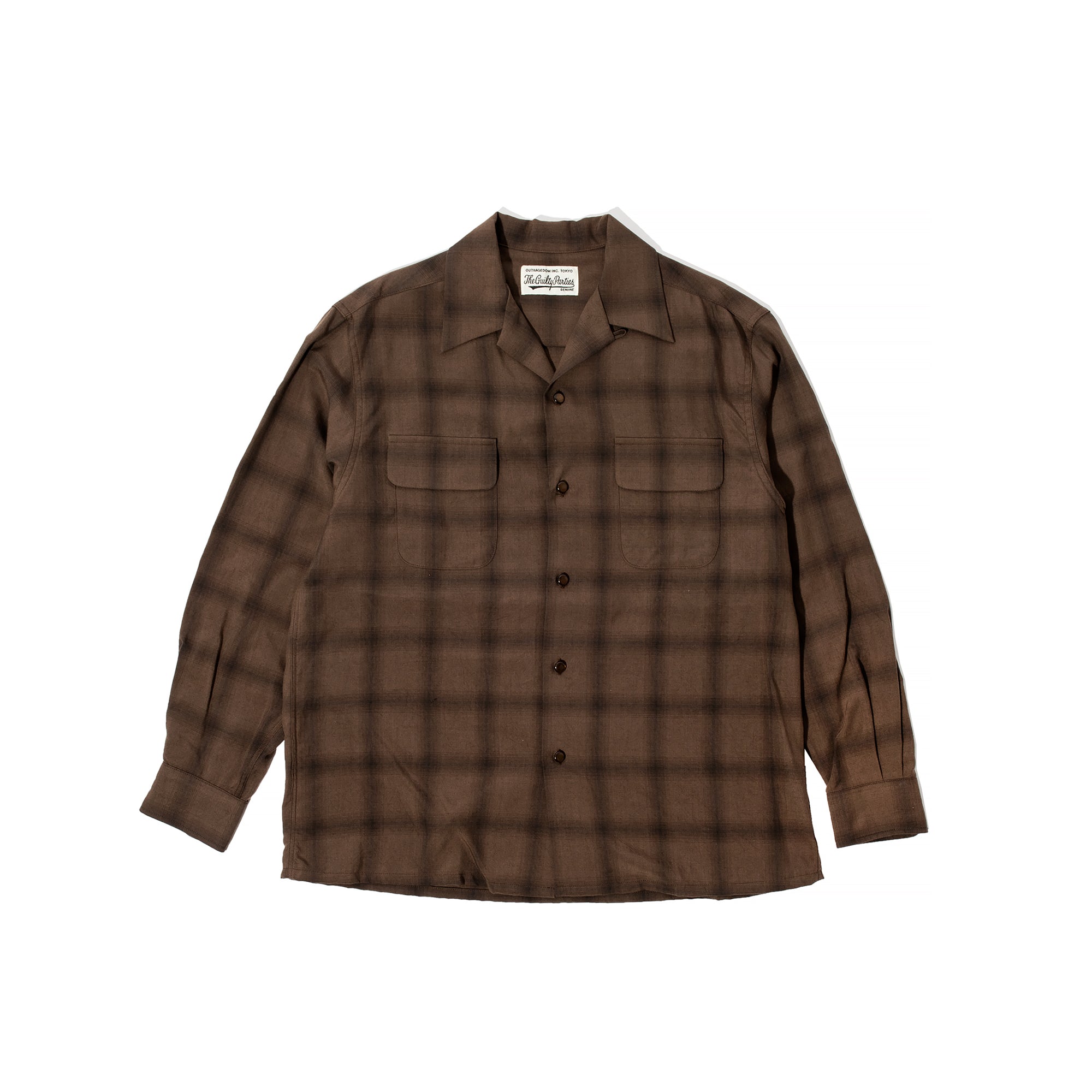 Wacko Maria Mens Ombray Check Open Collar Shirt Type 1 'Brown'