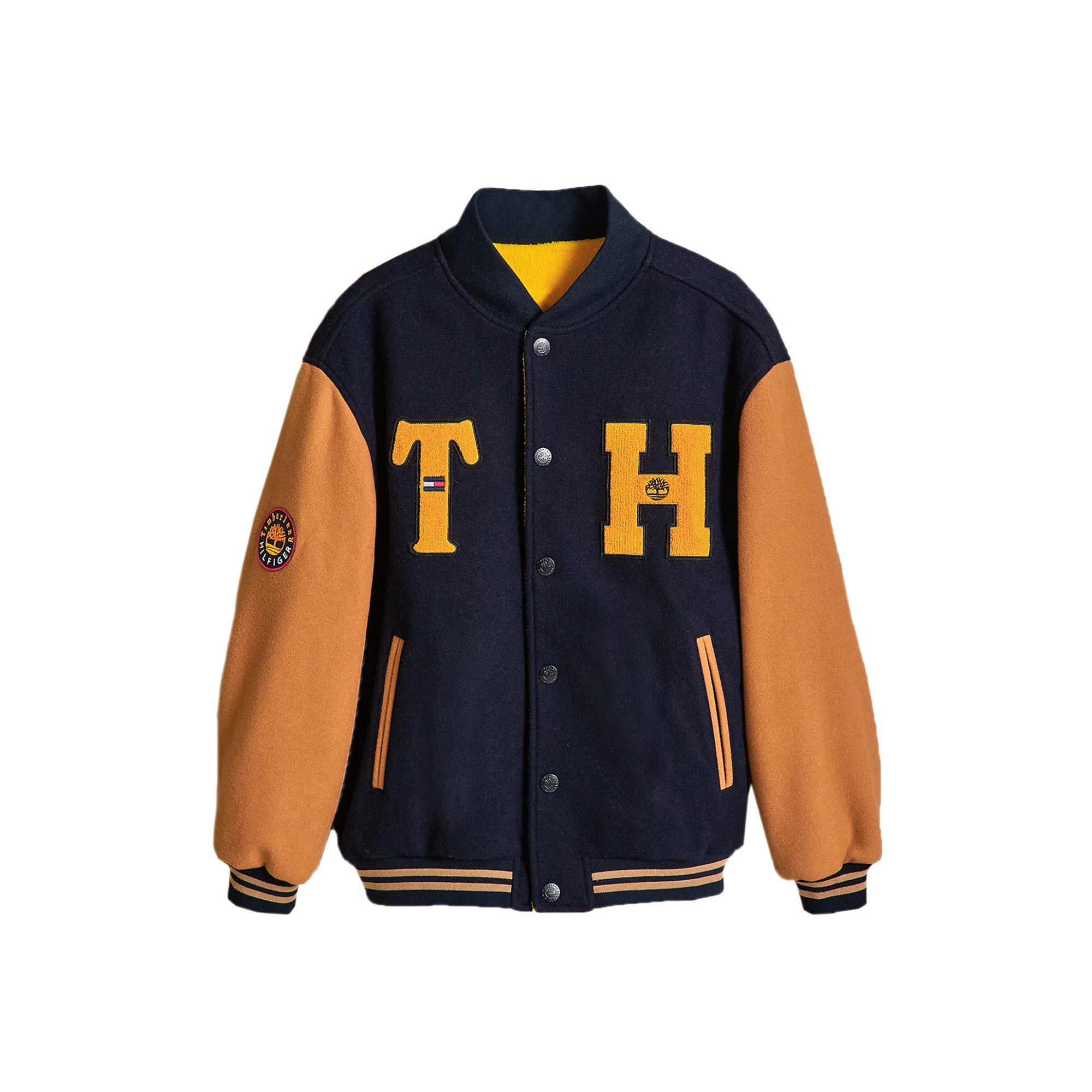 Tommy Hilfiger Timberland Mens RM Reversible Varsity Jacket Extra Butter