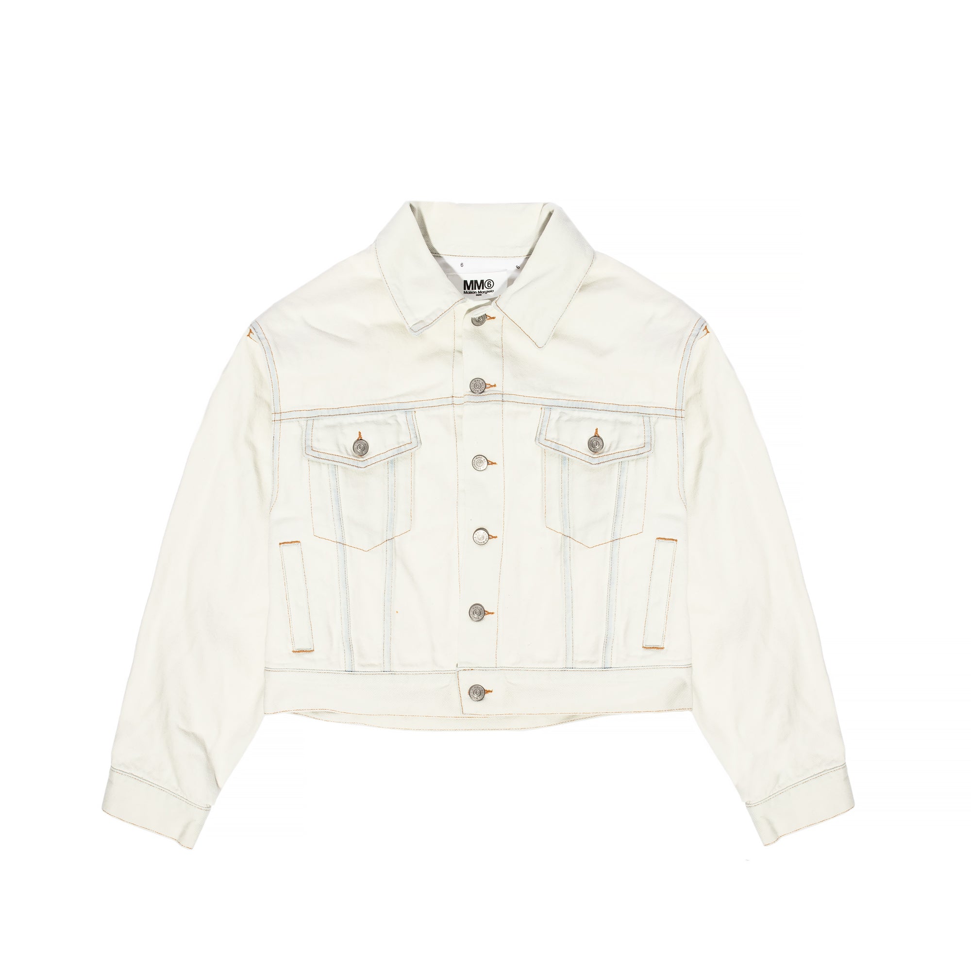 Maison Margiela MM6 Womens Cotton Denim Cropped Jacket White