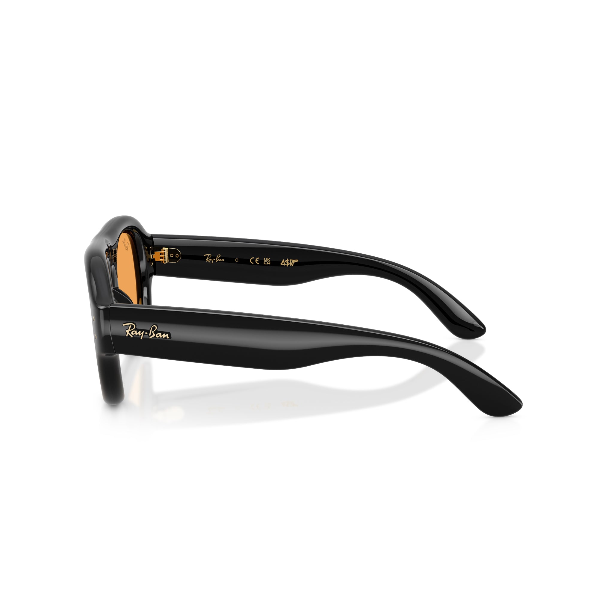 Ray-Ban x A$AP Rocky Aviator Puffer Black Frame W/ Orange Lens Sunglasses