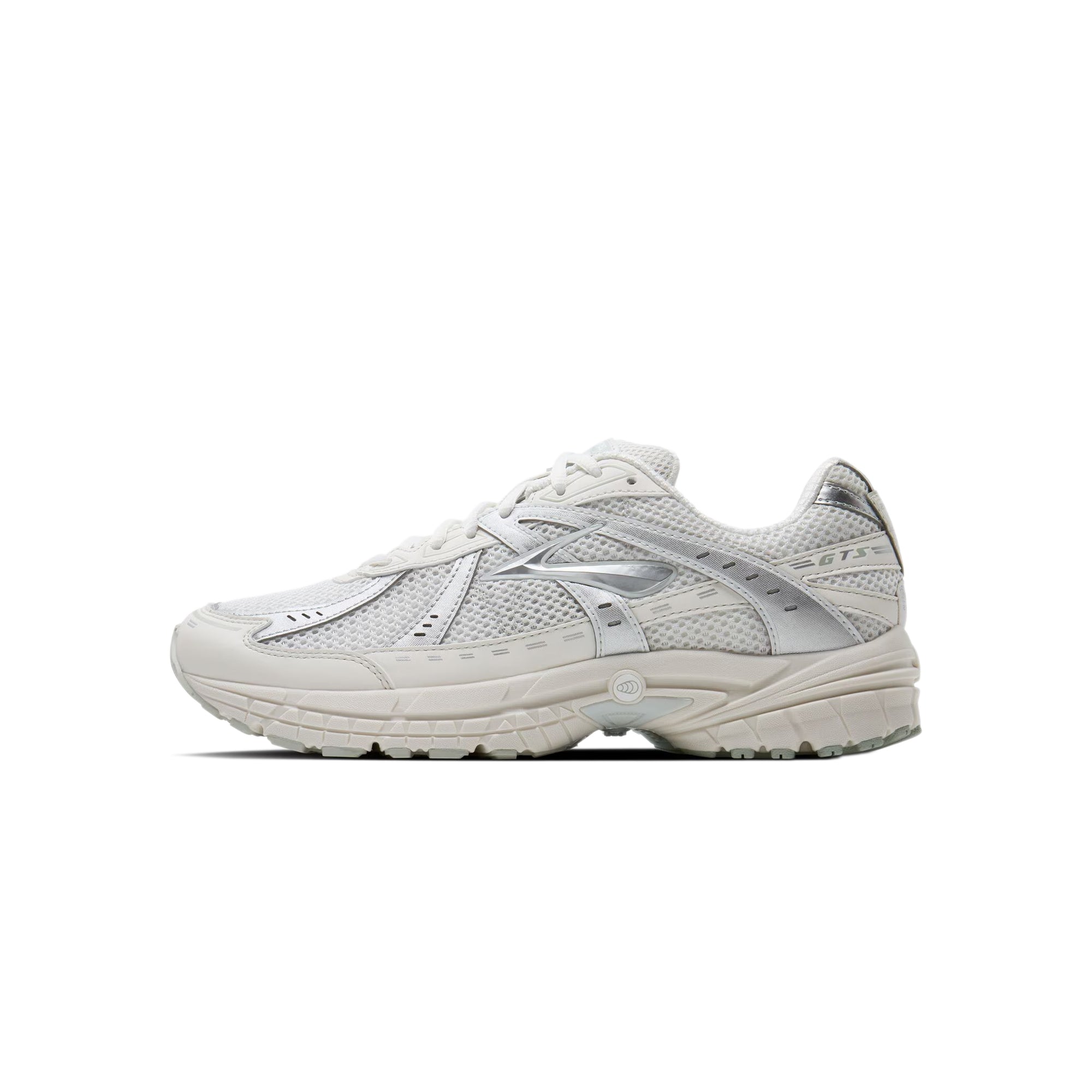 white and silver sneakers on a white background