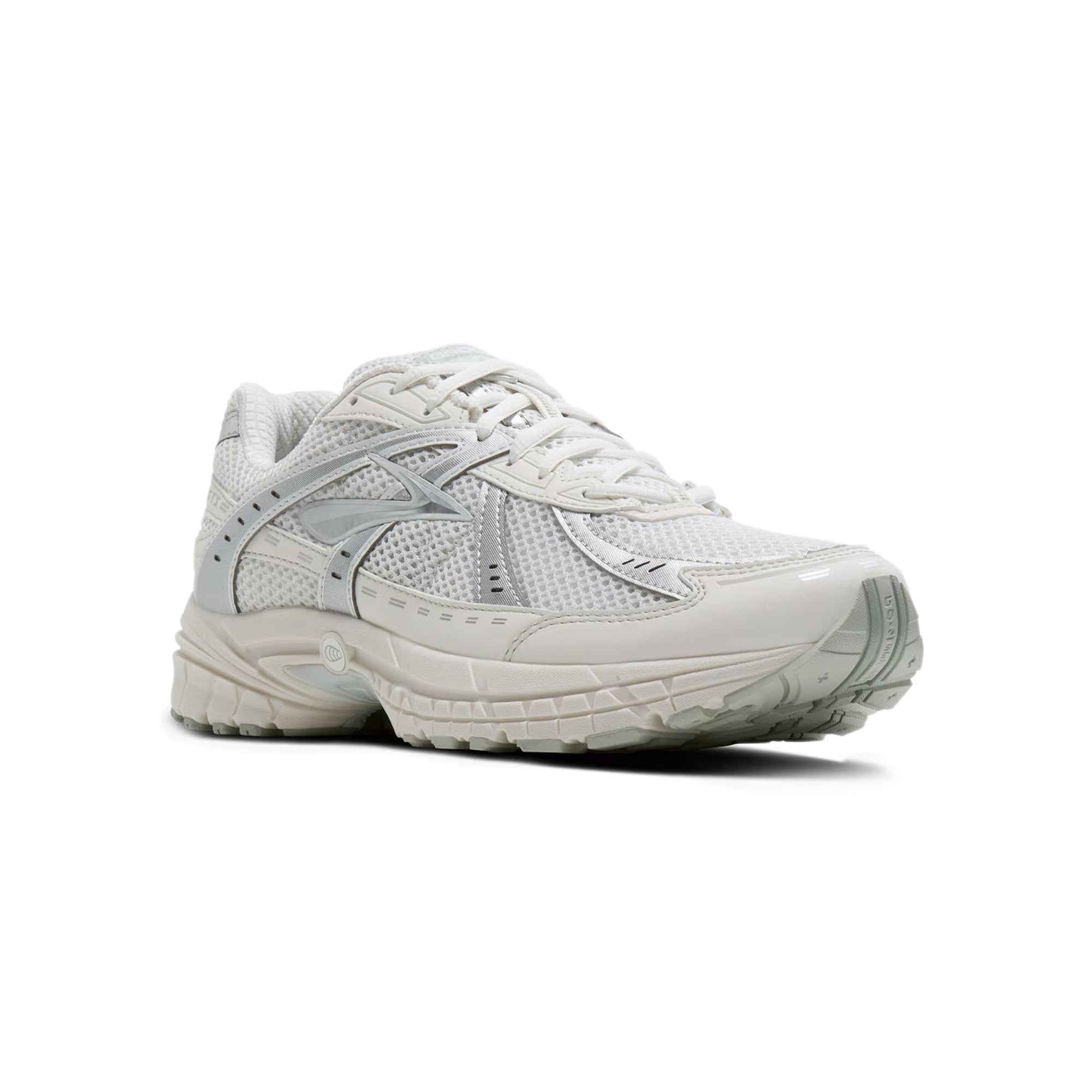 white and silver sneakers on a white background