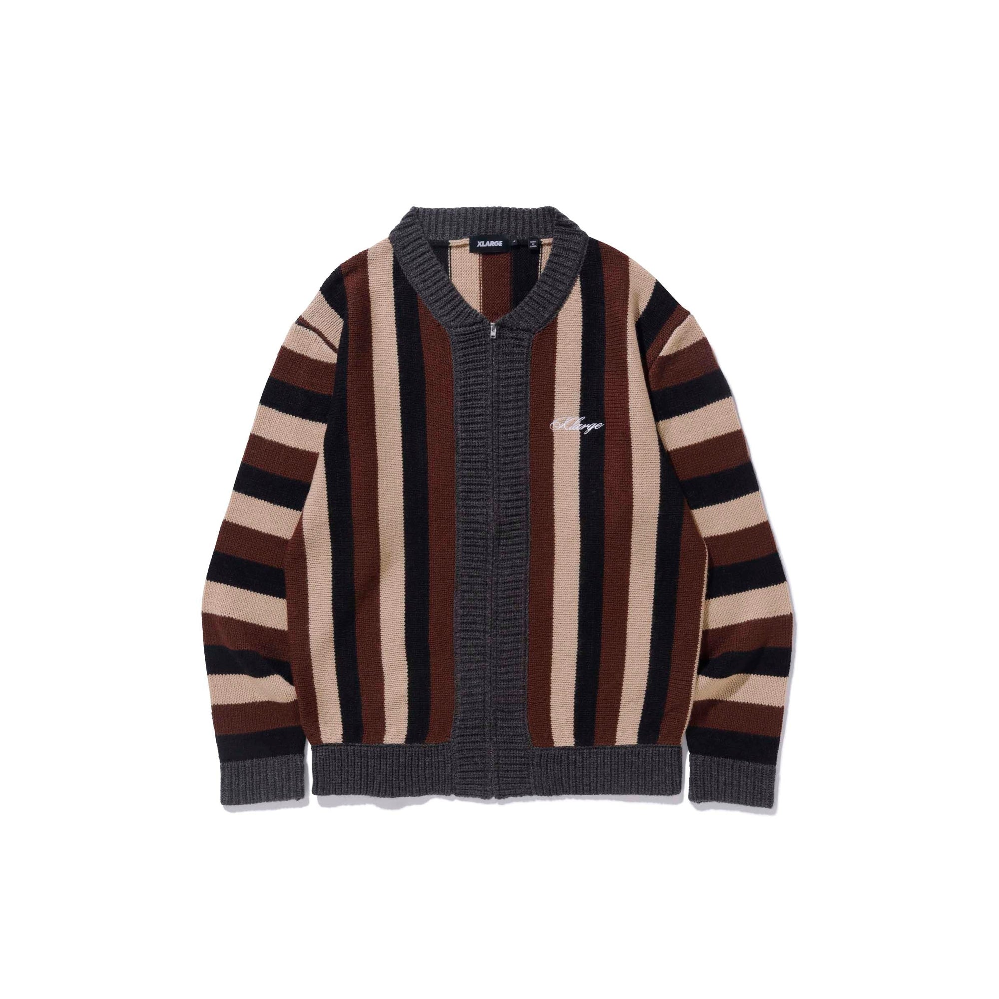 X-Large Mens Stripe Knit Cardigan