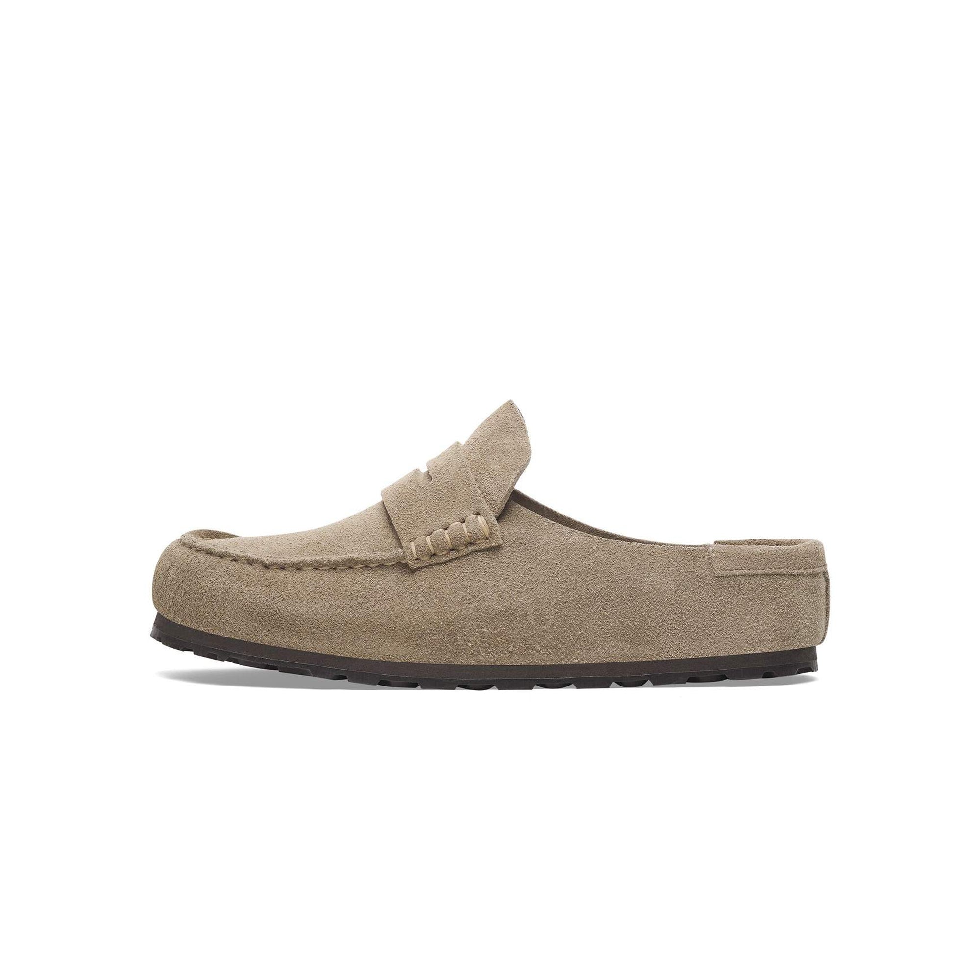 Taupe Slippers on a white background