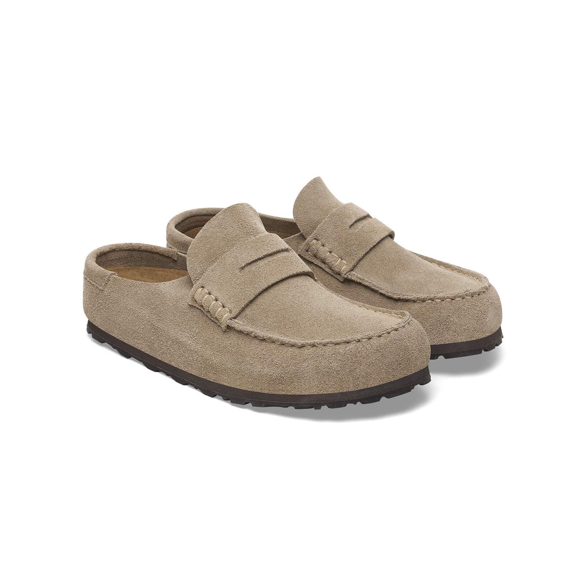 Taupe Slippers on a white background