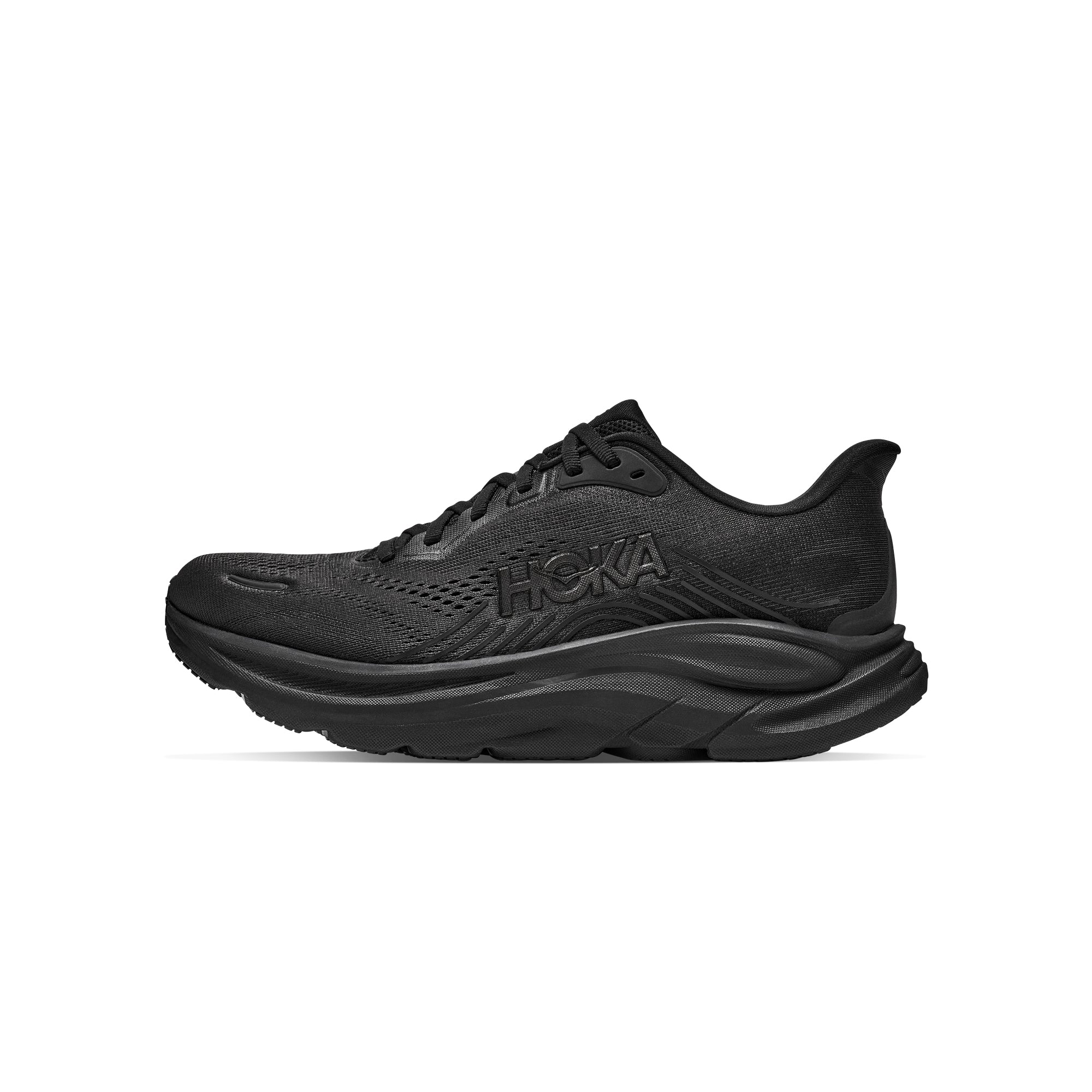 Black sneakers of a white background