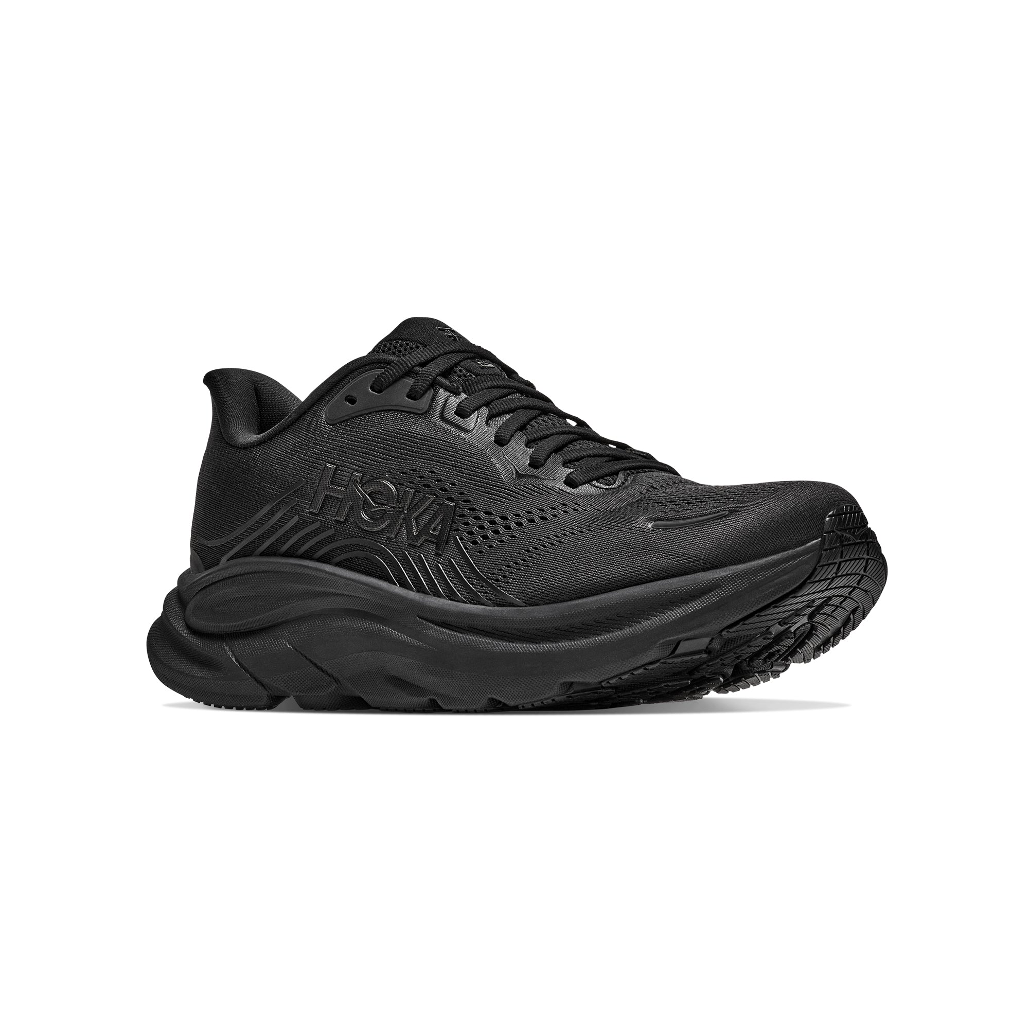 Black sneakers of a white background