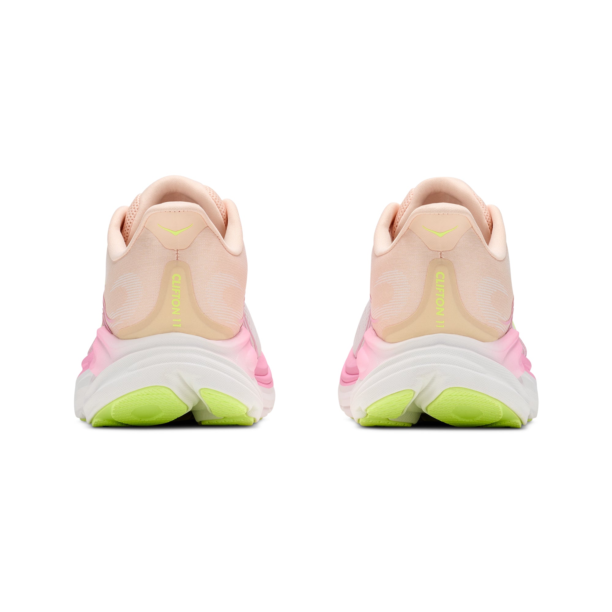 white pink peach lime sneakers on a white background