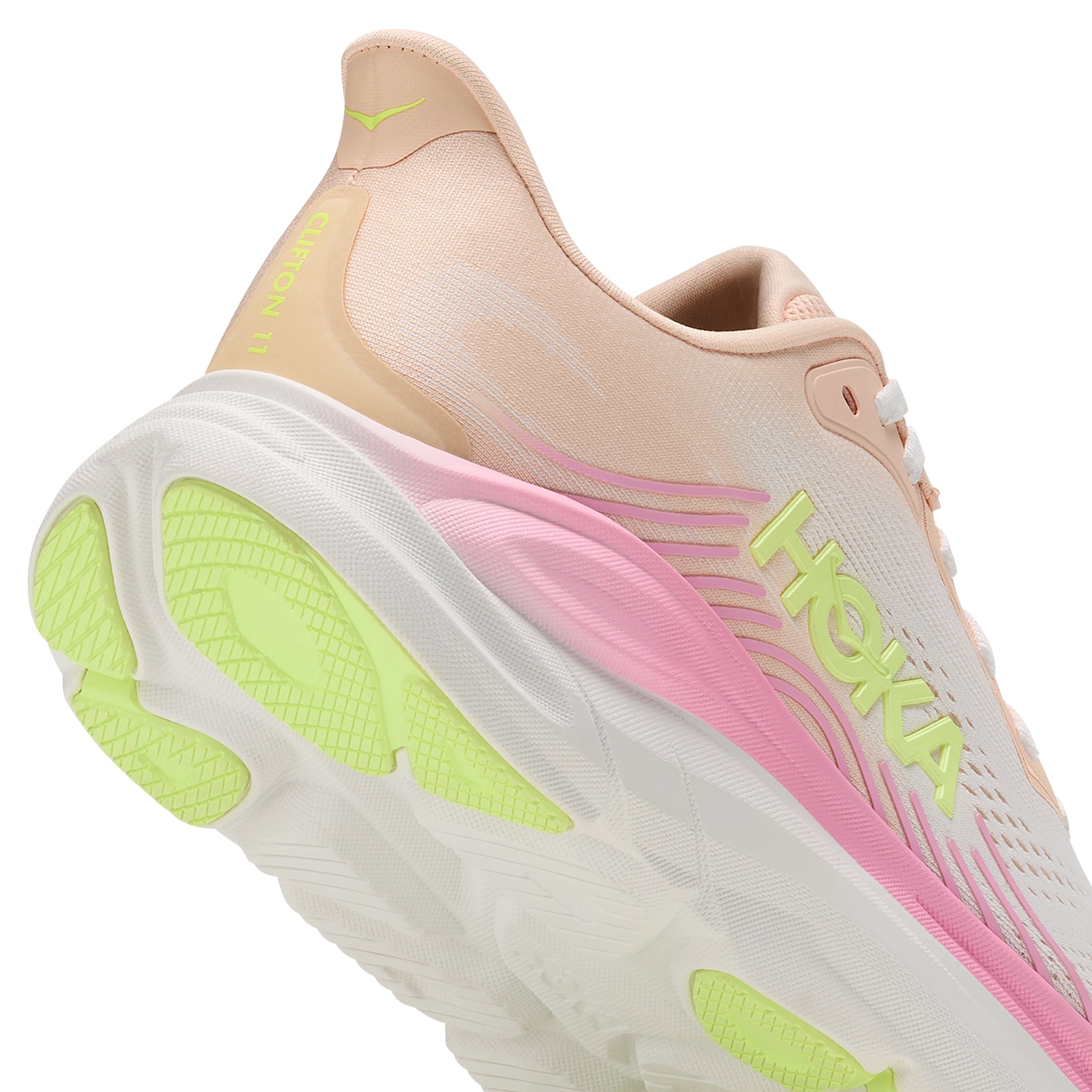 white pink peach lime sneakers on a white background