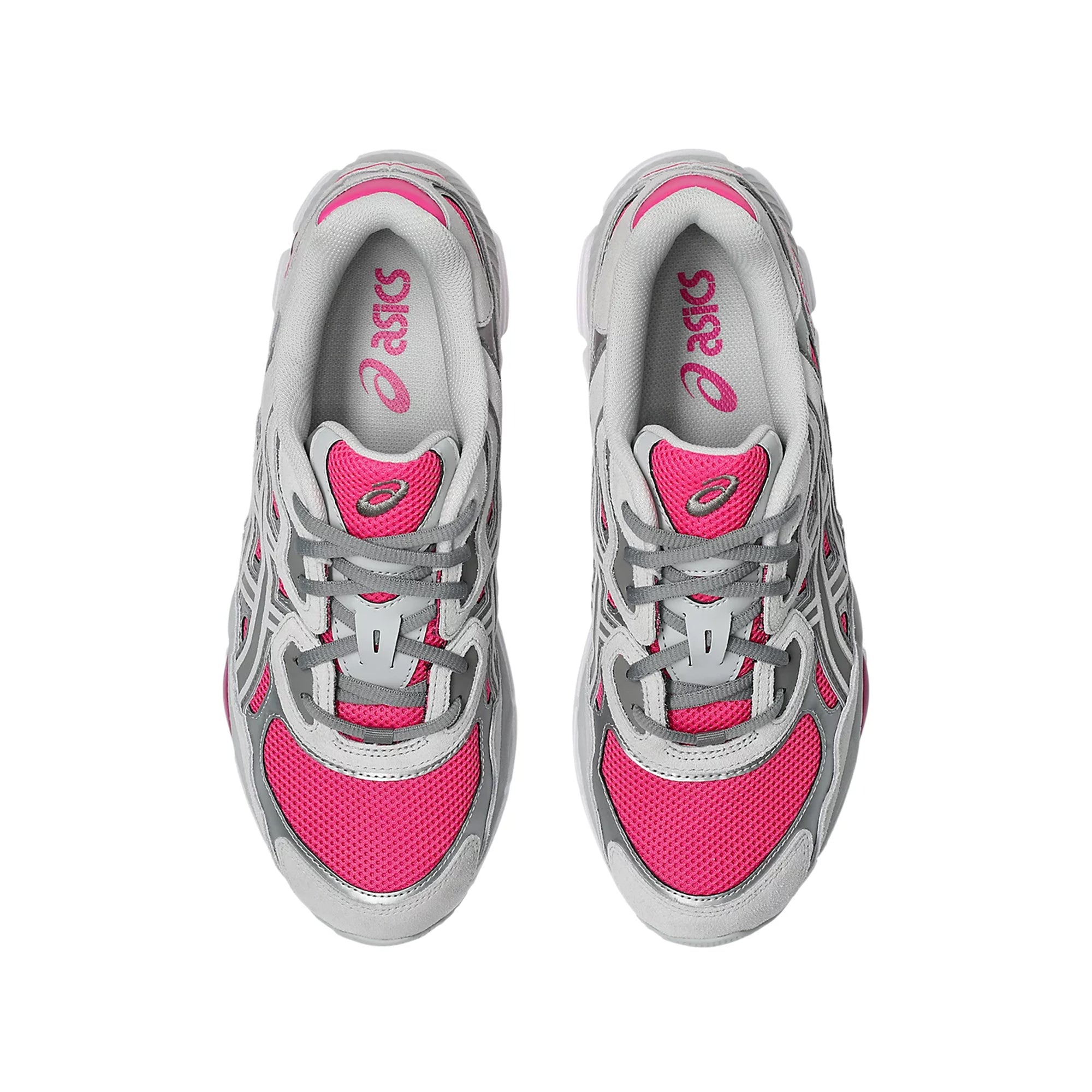 pink grey and silver sneakers on a white background