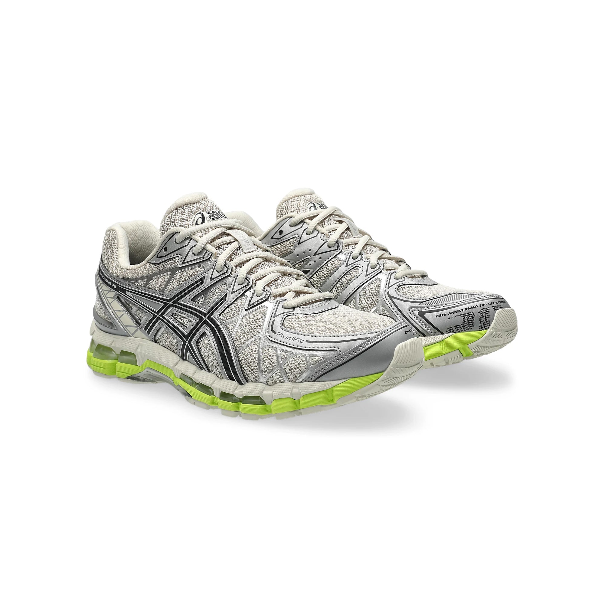 Smoke Grey and neon green Sneakers on a white background