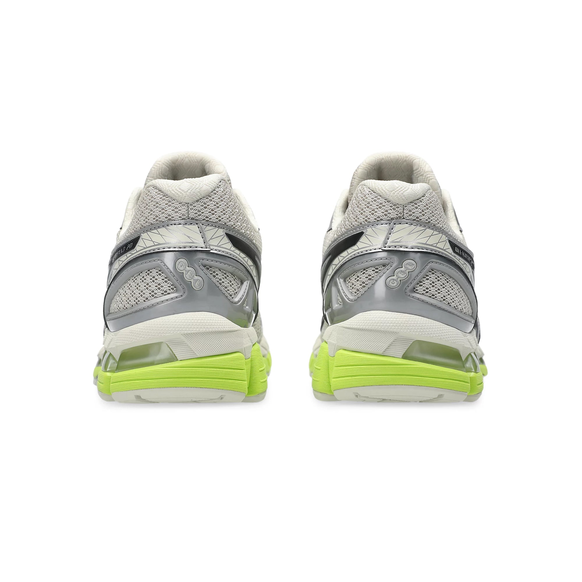 Smoke Grey and neon green Sneakers on a white background