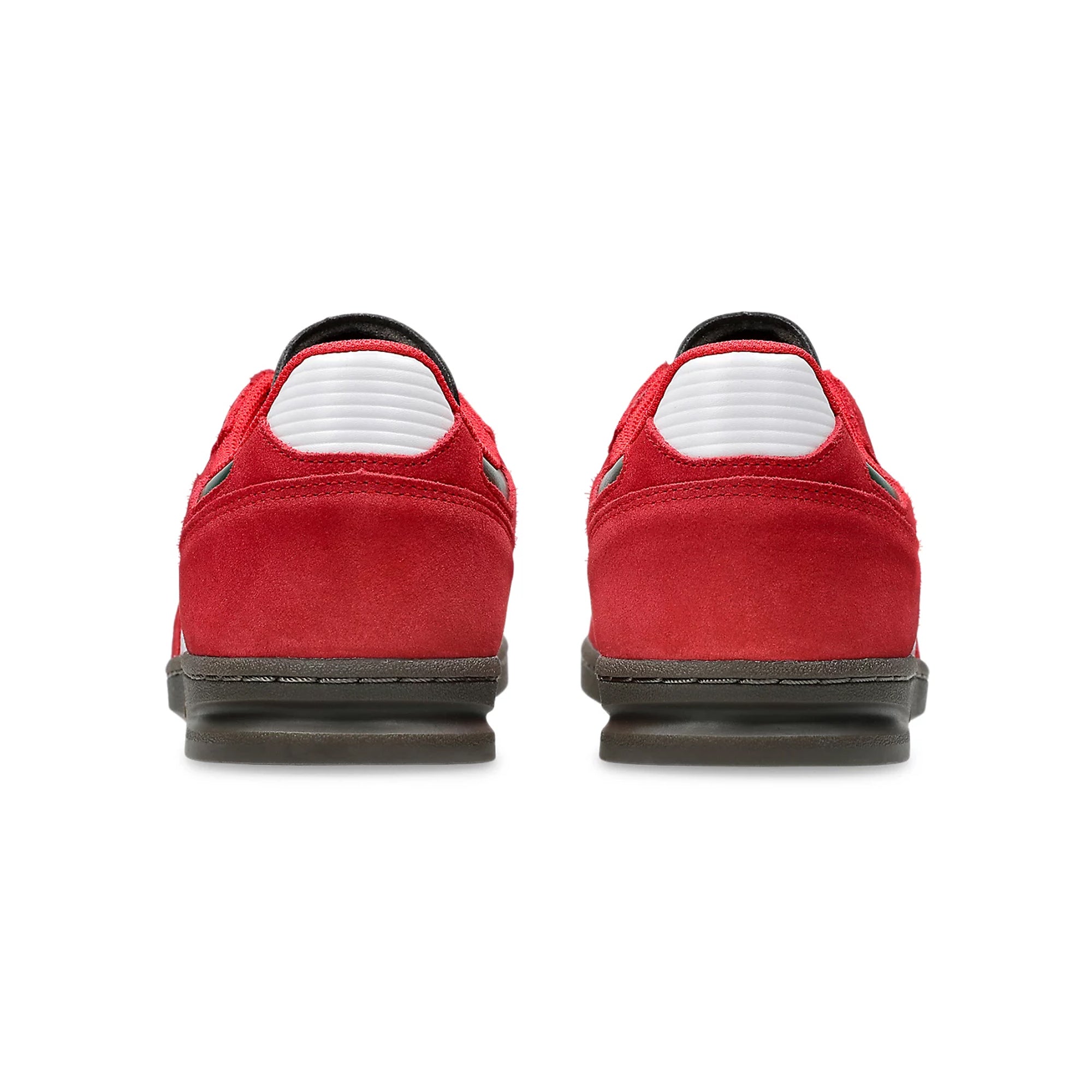 Red and white sneakers on a white background