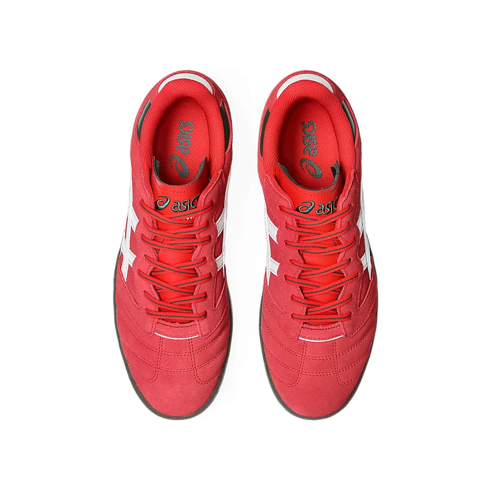Red and white sneakers on a white background