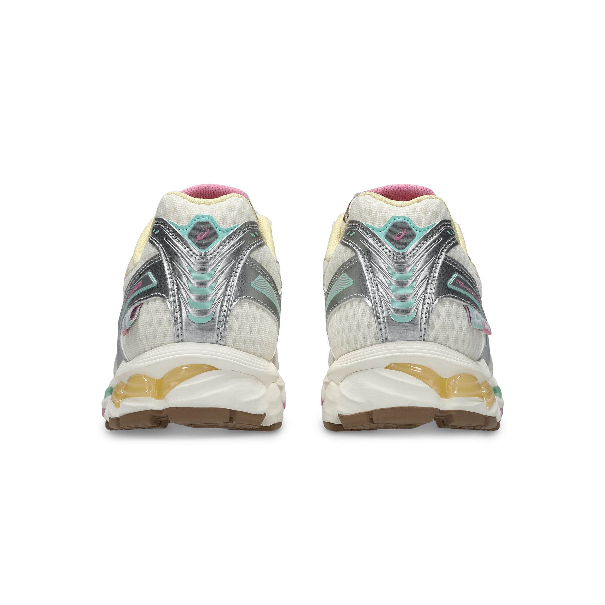 Antique White silver multi color Sneakers on a white background