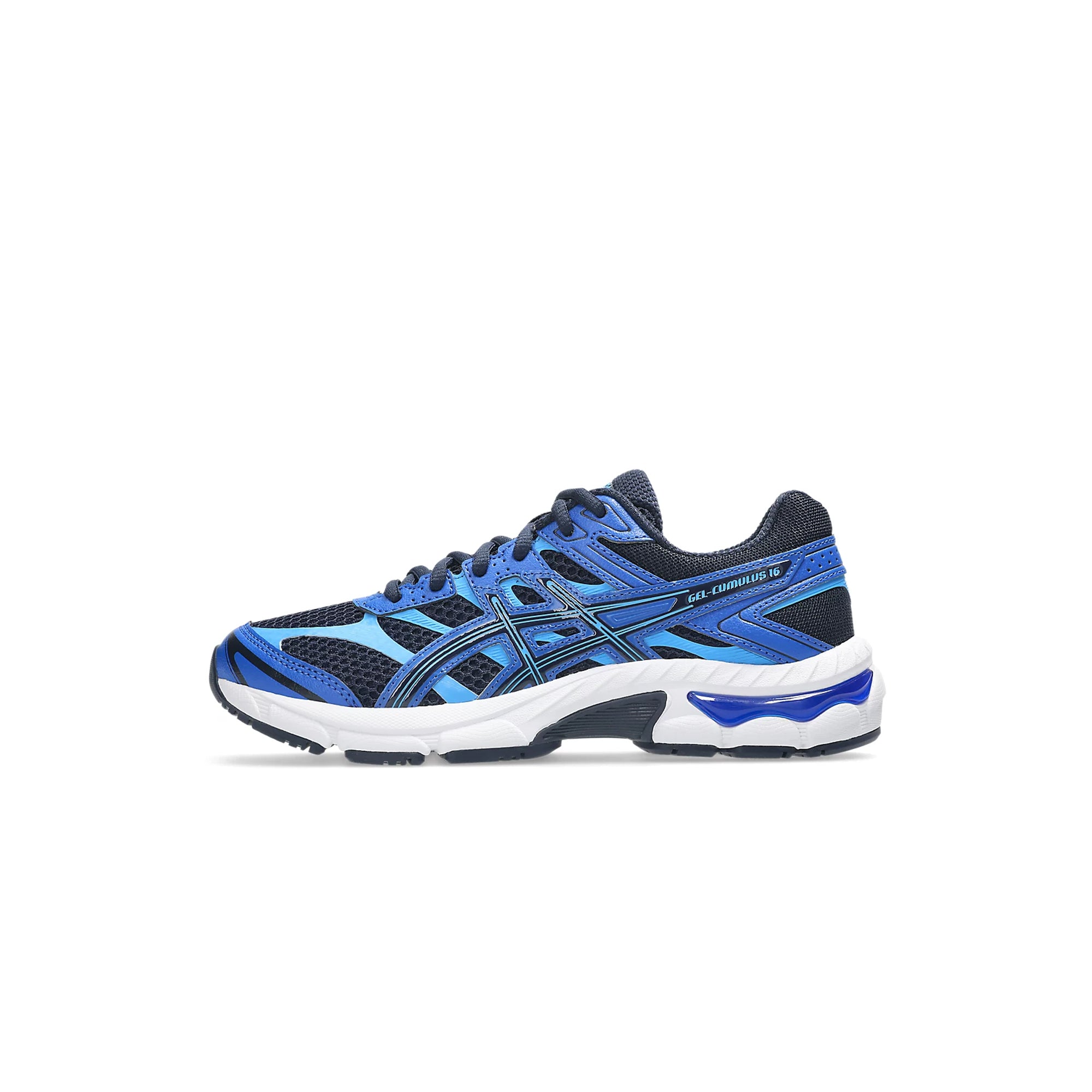 Blue white sneakers on a white background