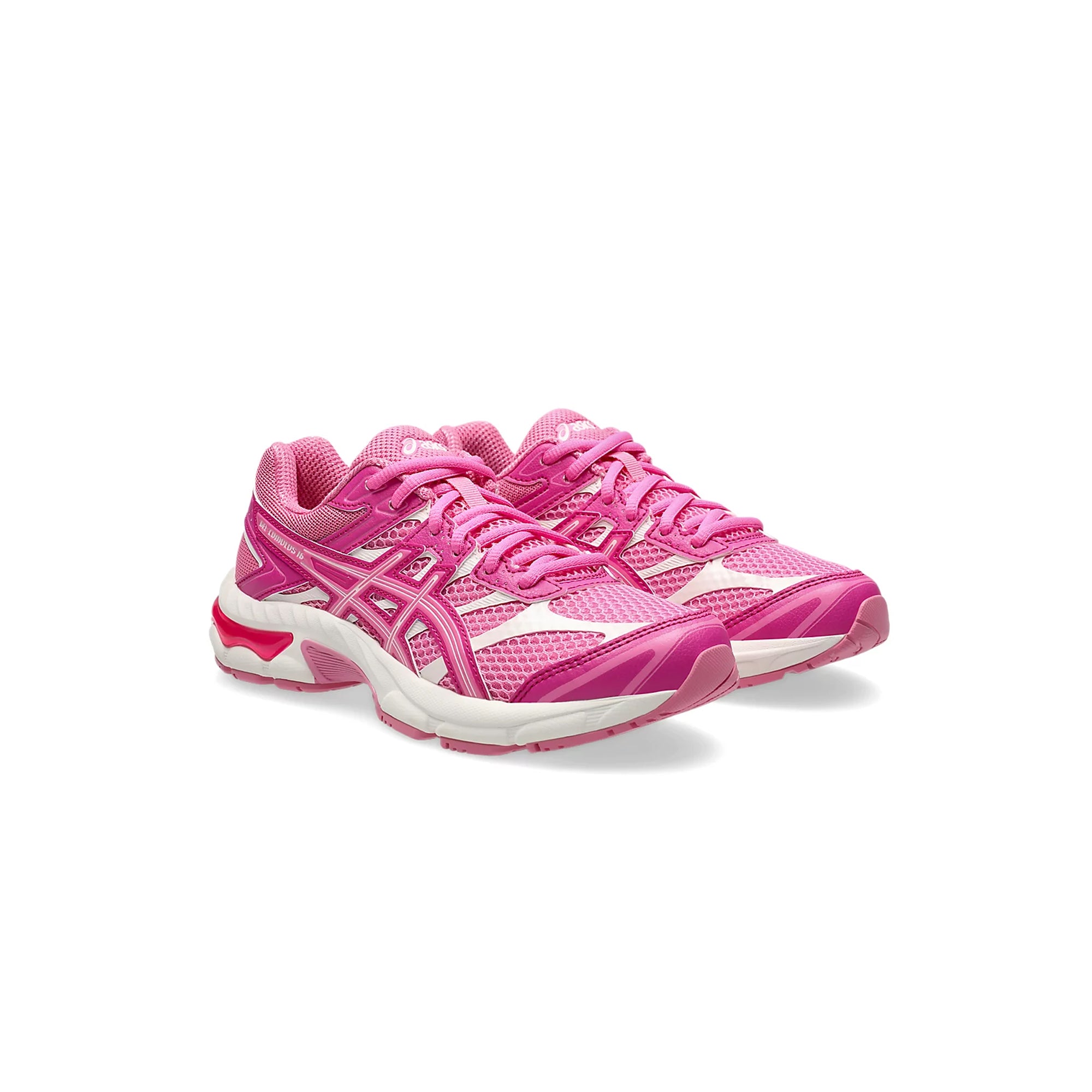 pink and white sneakers on a white background