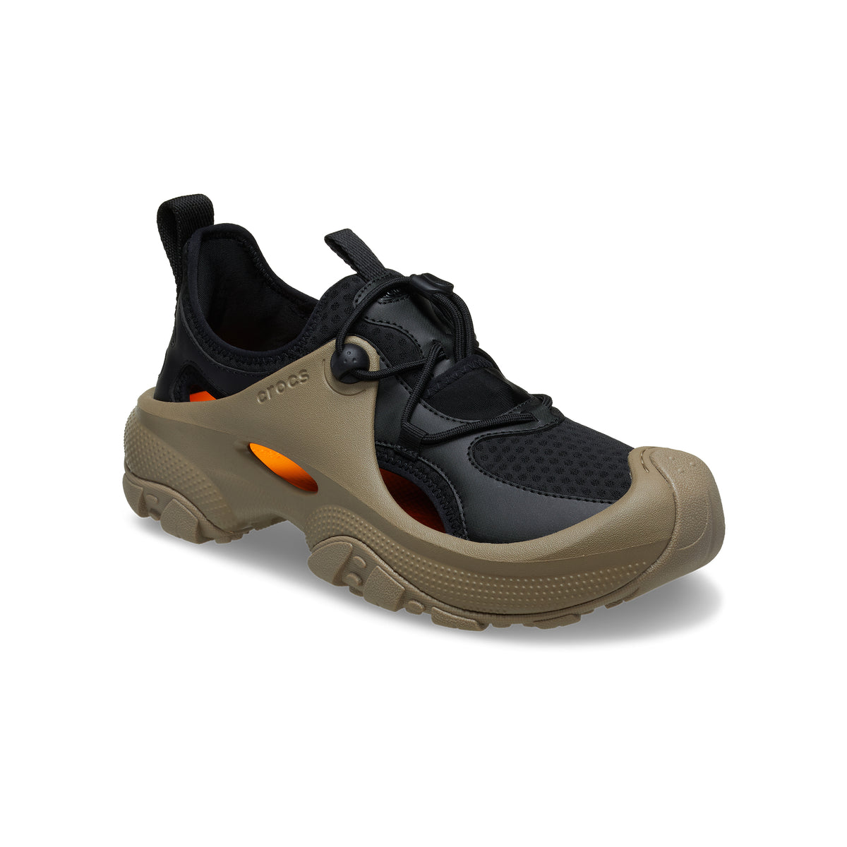Khaki/Orange and black Sneakers on a white background