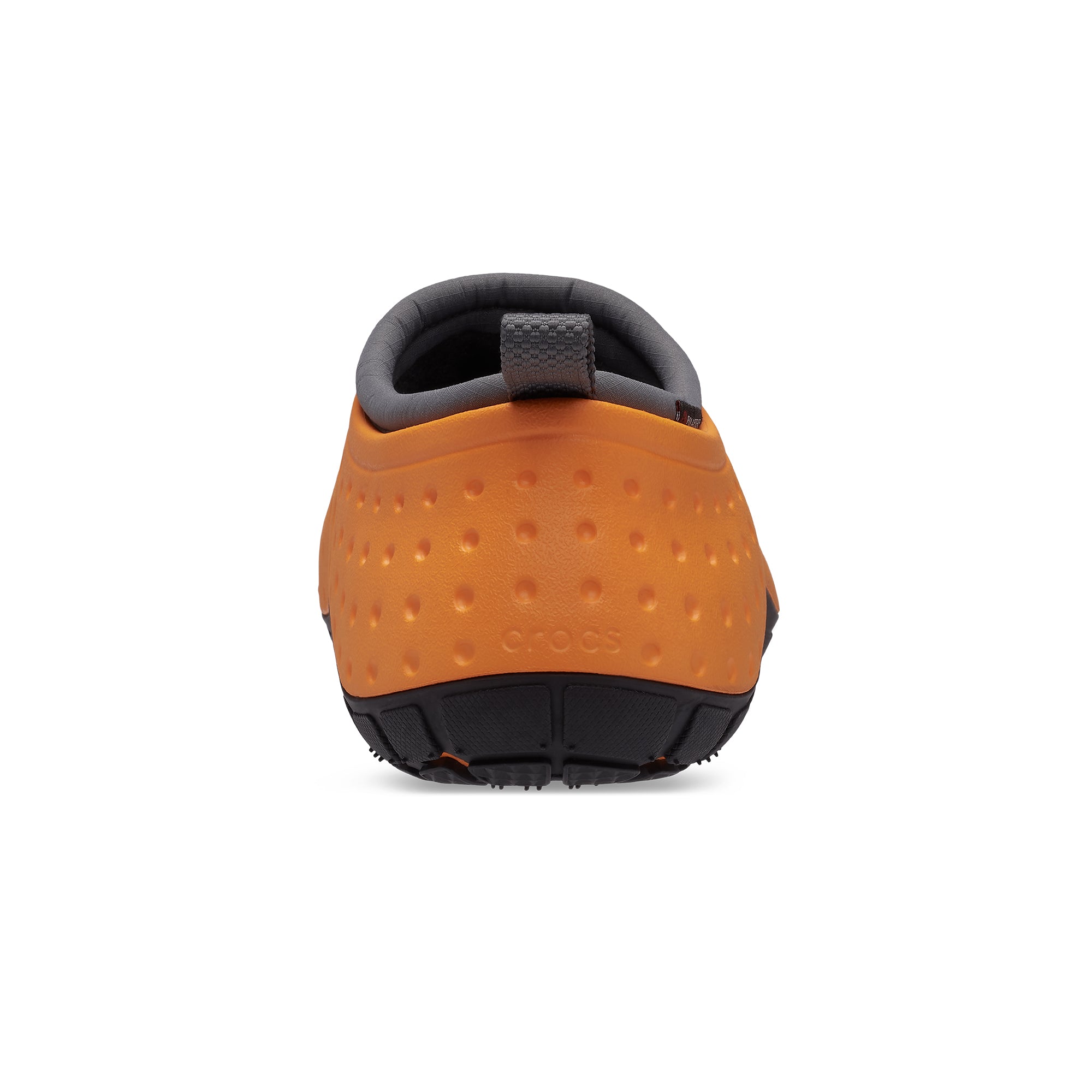 orange and black clogs on a white background