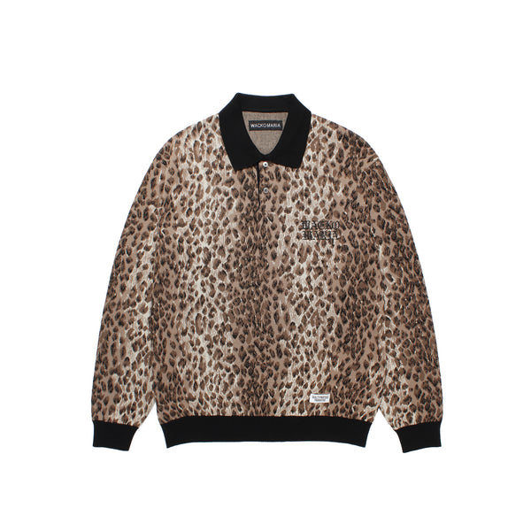 トップス WACKO MARIA Leopard Knit Polo Shirt L WACKO MARIA - Leopard Knit Polo Shirt | HBX