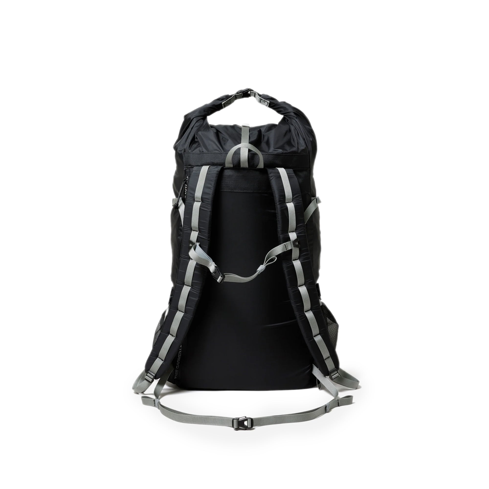 Black backpack on a white background