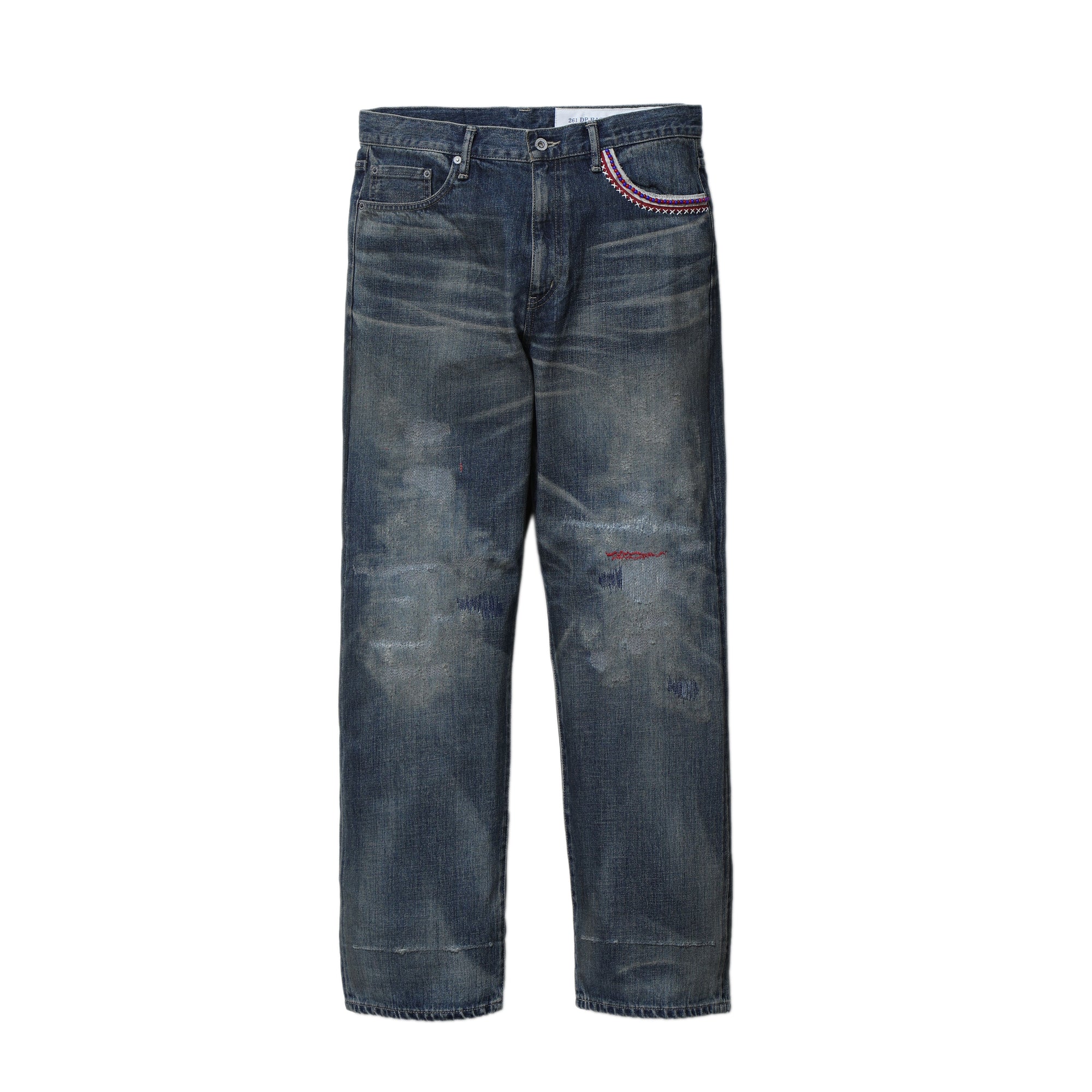 Indigo jeans on white background