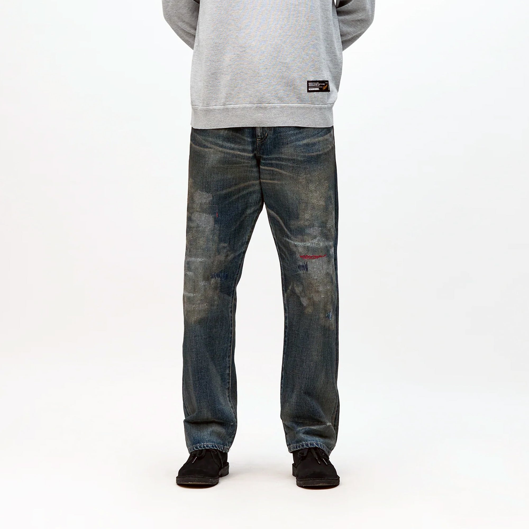 Indigo jeans on white background