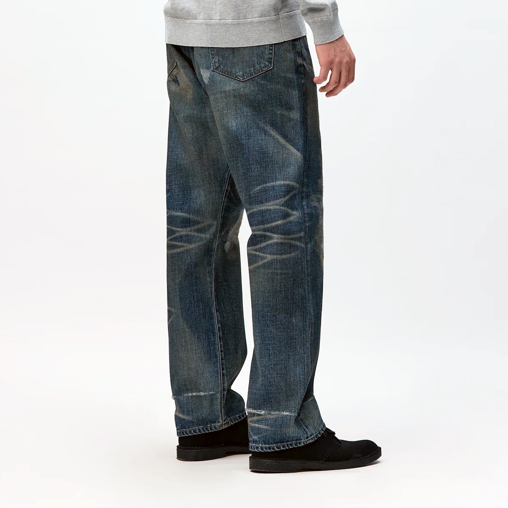 Indigo jeans on white background
