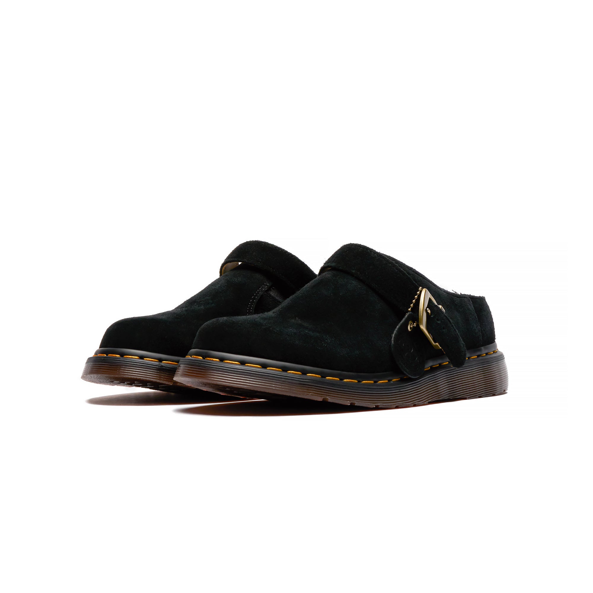 Josef Analine Leather Buckle Slide Sandals in Black | Dr. Martens