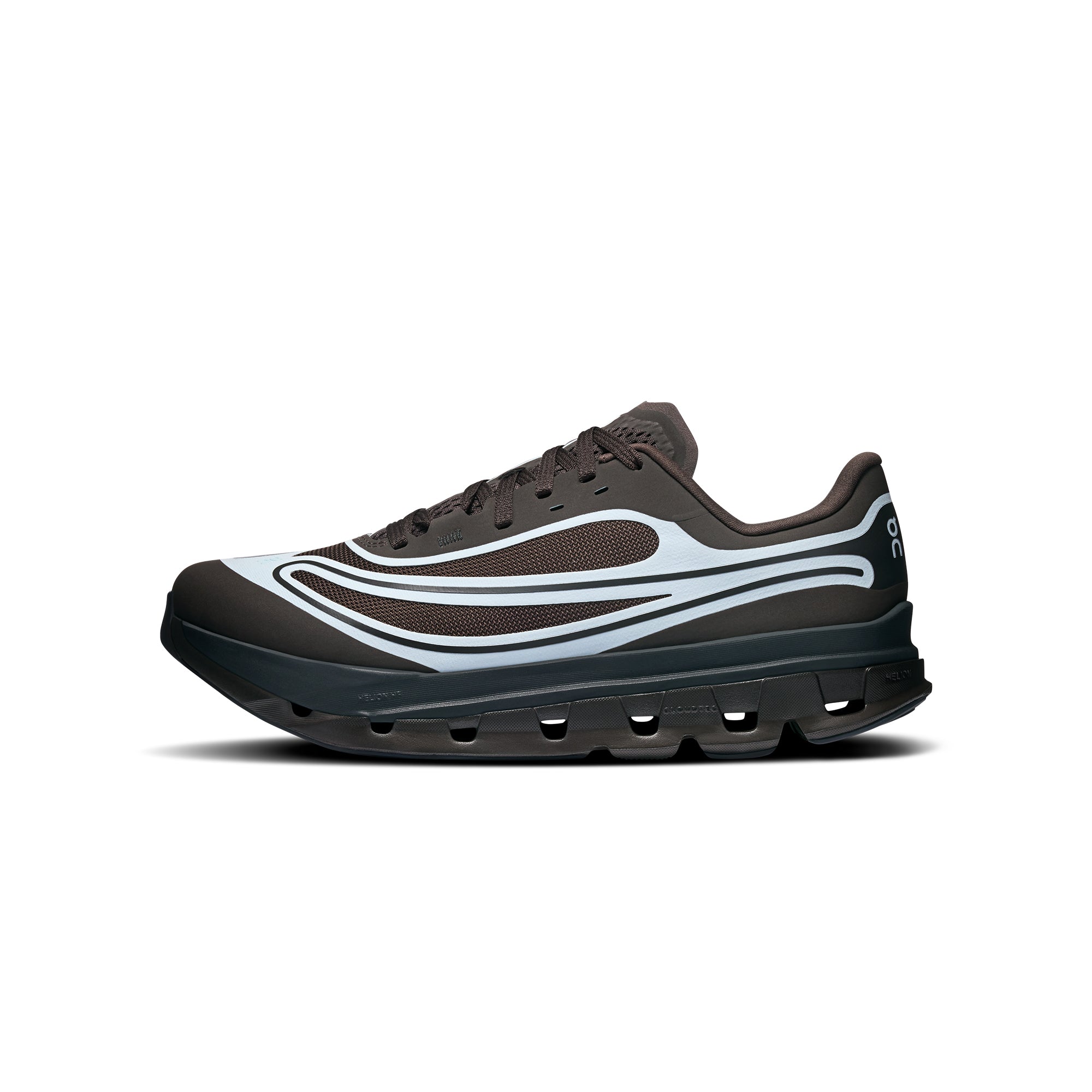 brown light blue and black sneakers on a white background