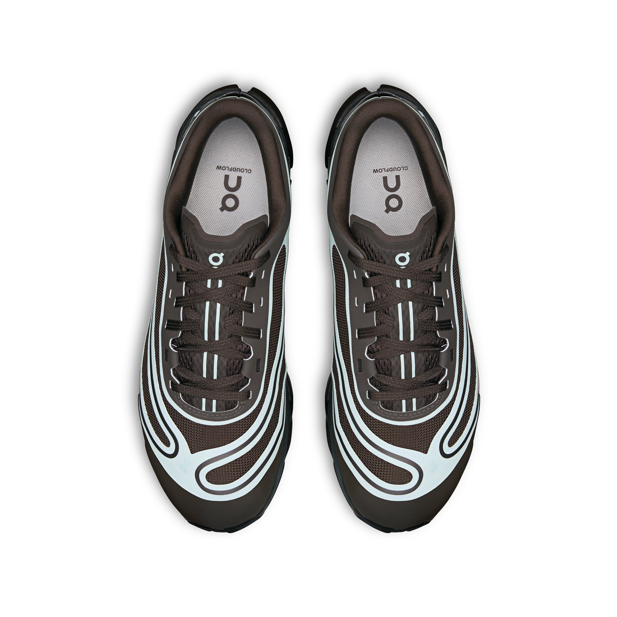 brown light blue and black sneakers on a white background