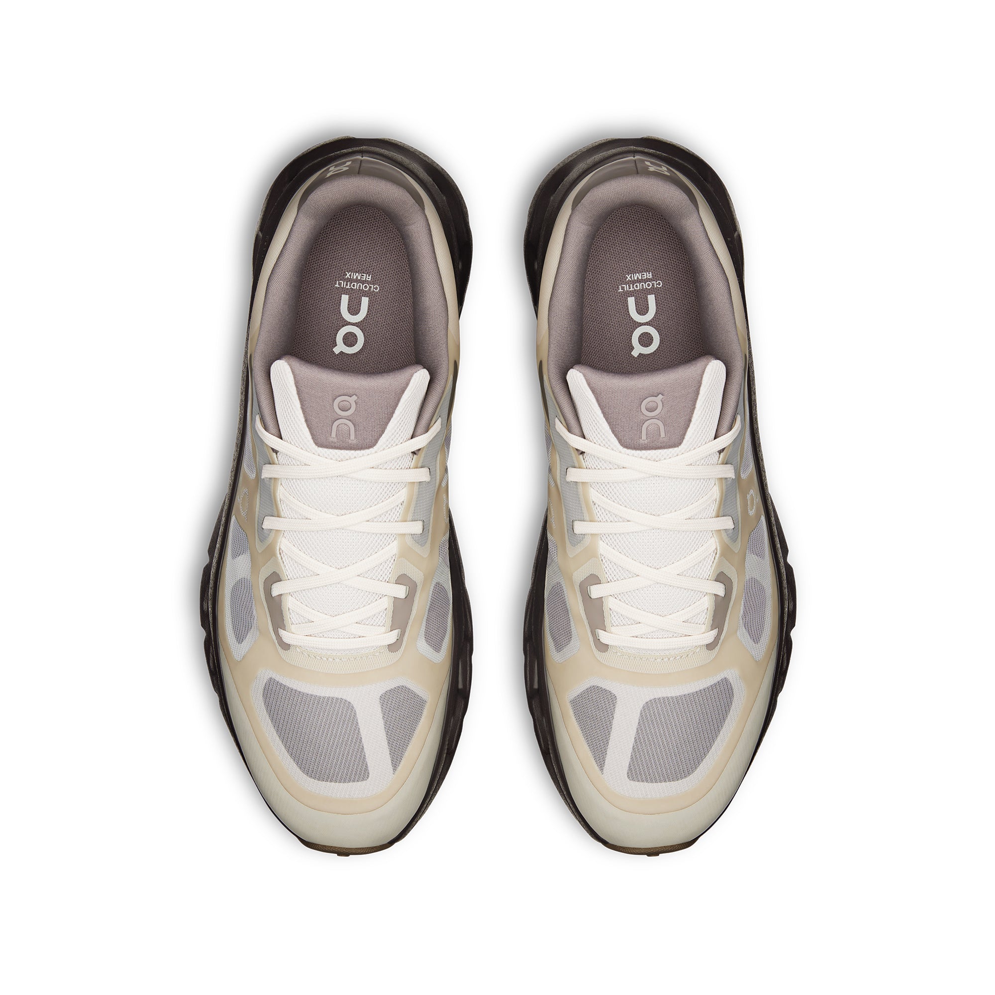 tan and brown sneakers on a white background