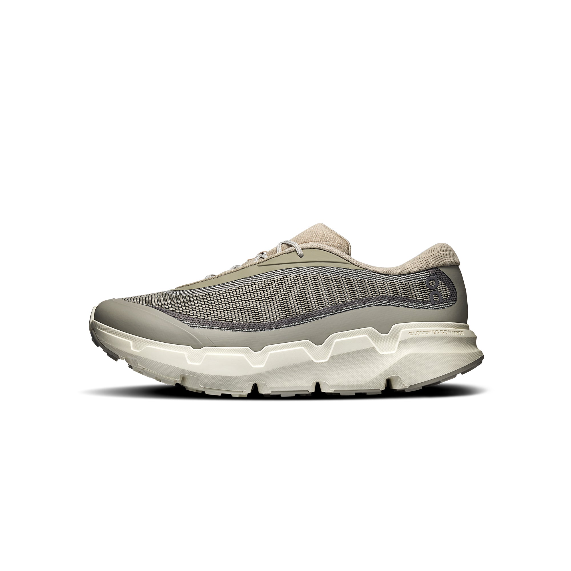 tan grey sneakers on a white background