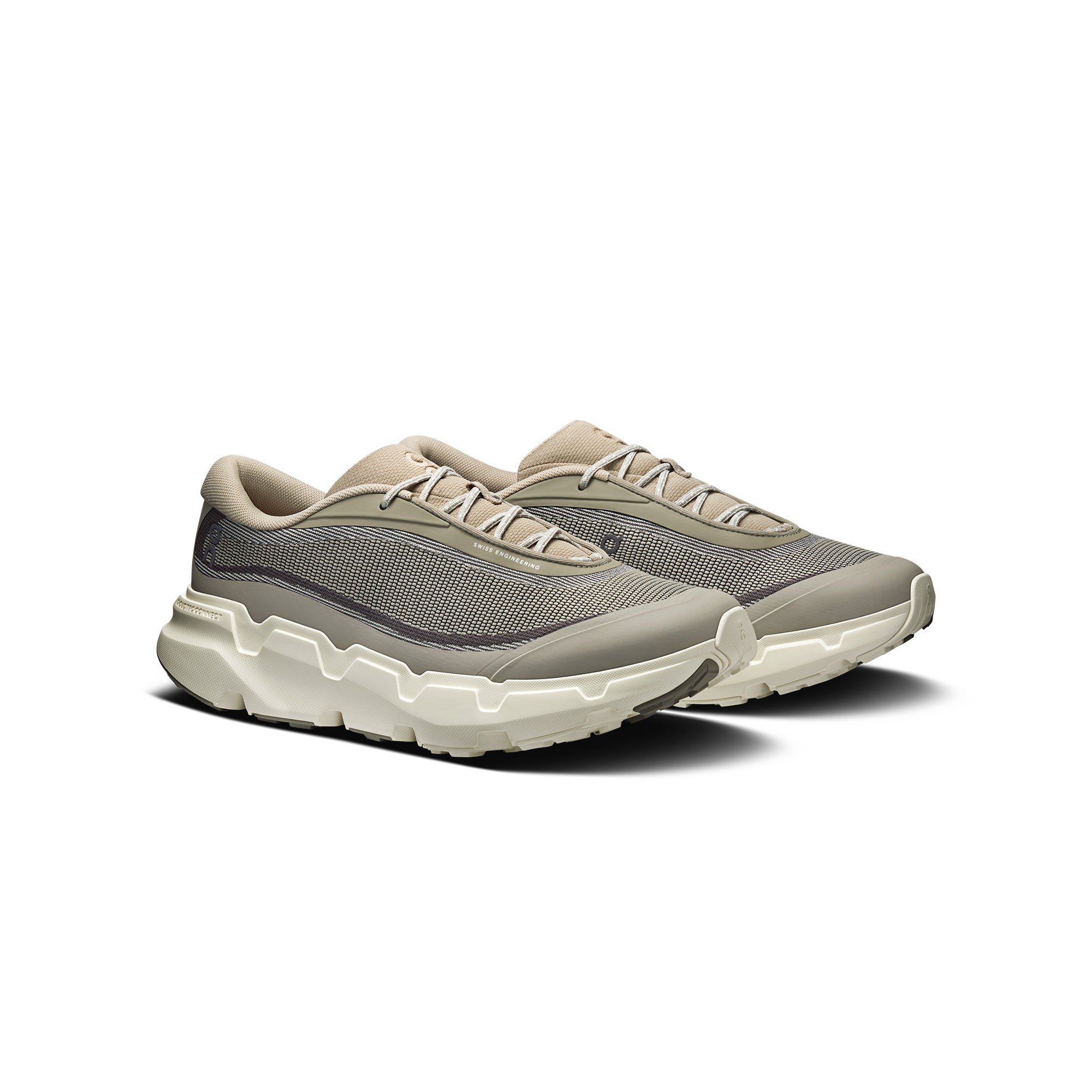 tan grey sneakers on a white background