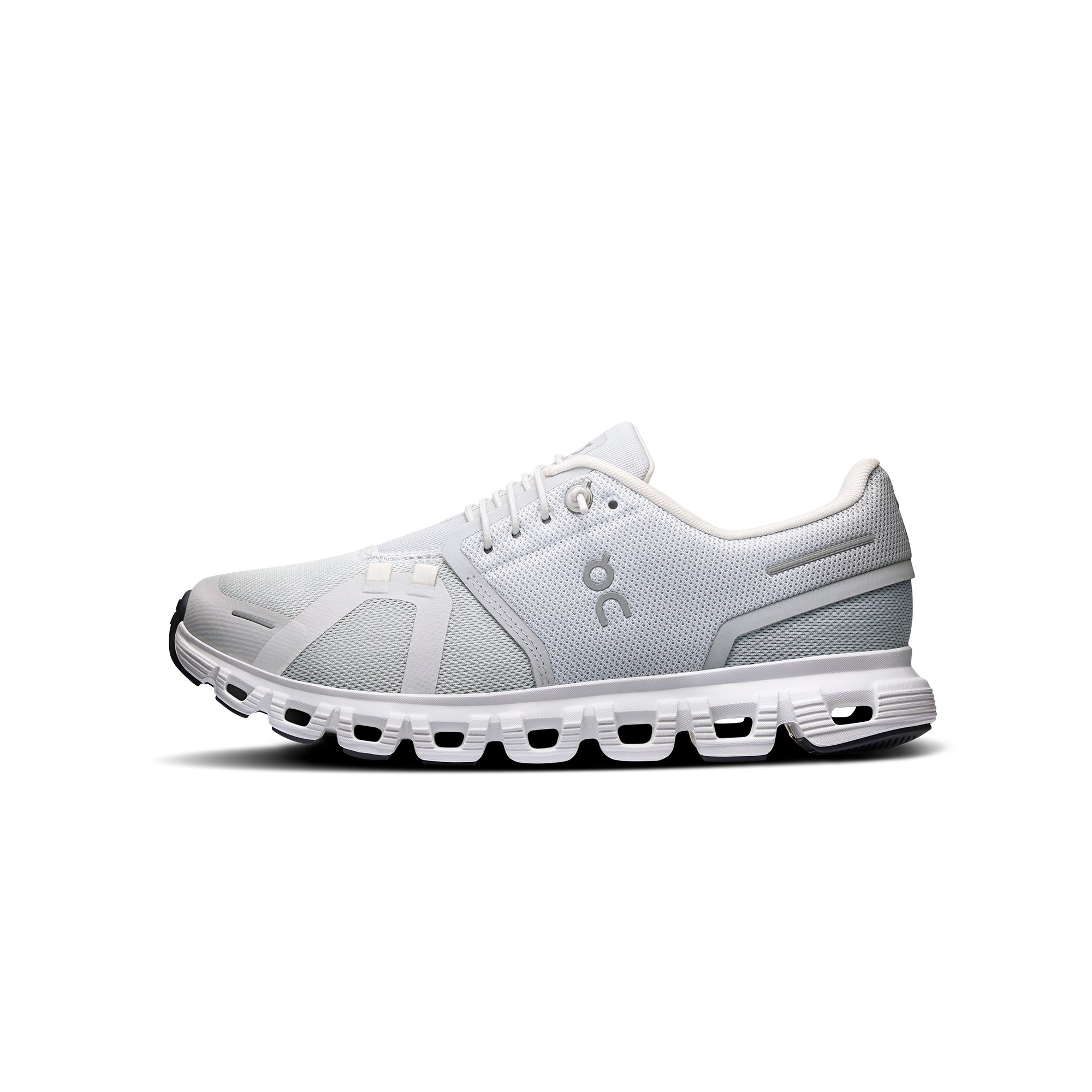 Glacier grey and white sneakers on a white background 