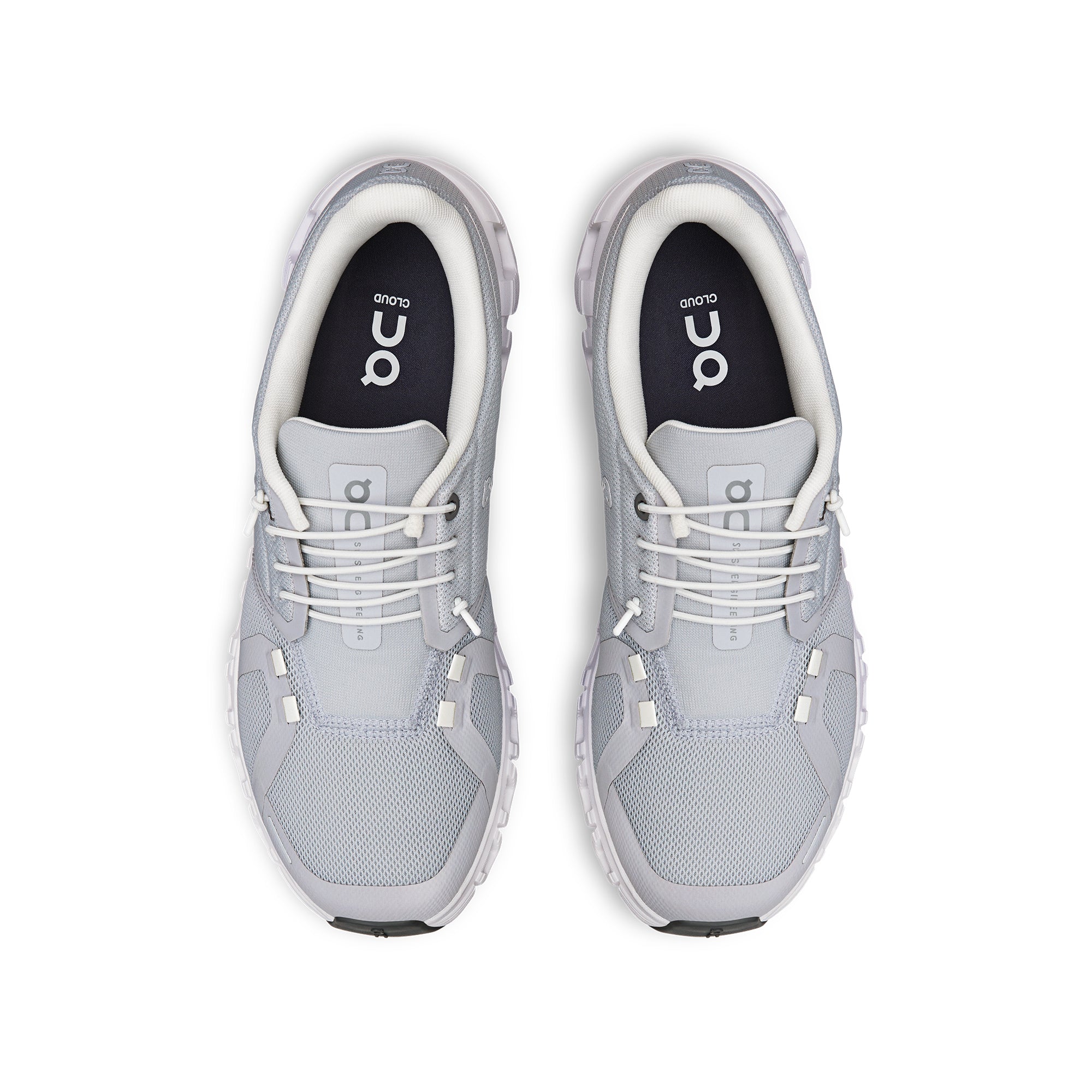 Glacier grey and white sneakers on a white background 