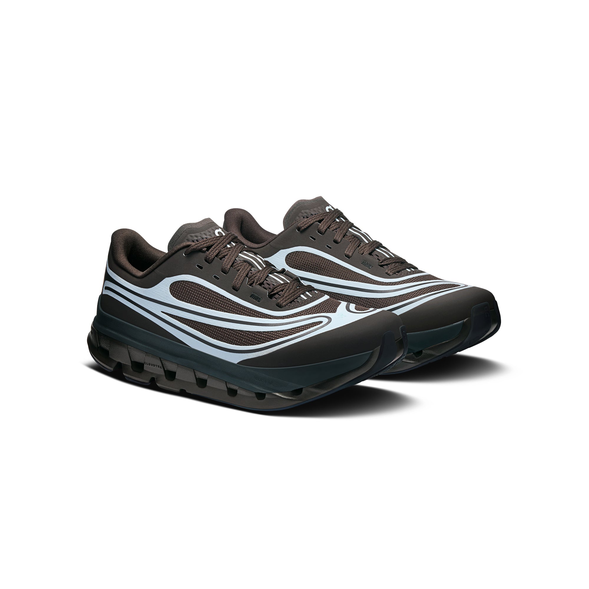 brown light blue and black sneakers on a white background 