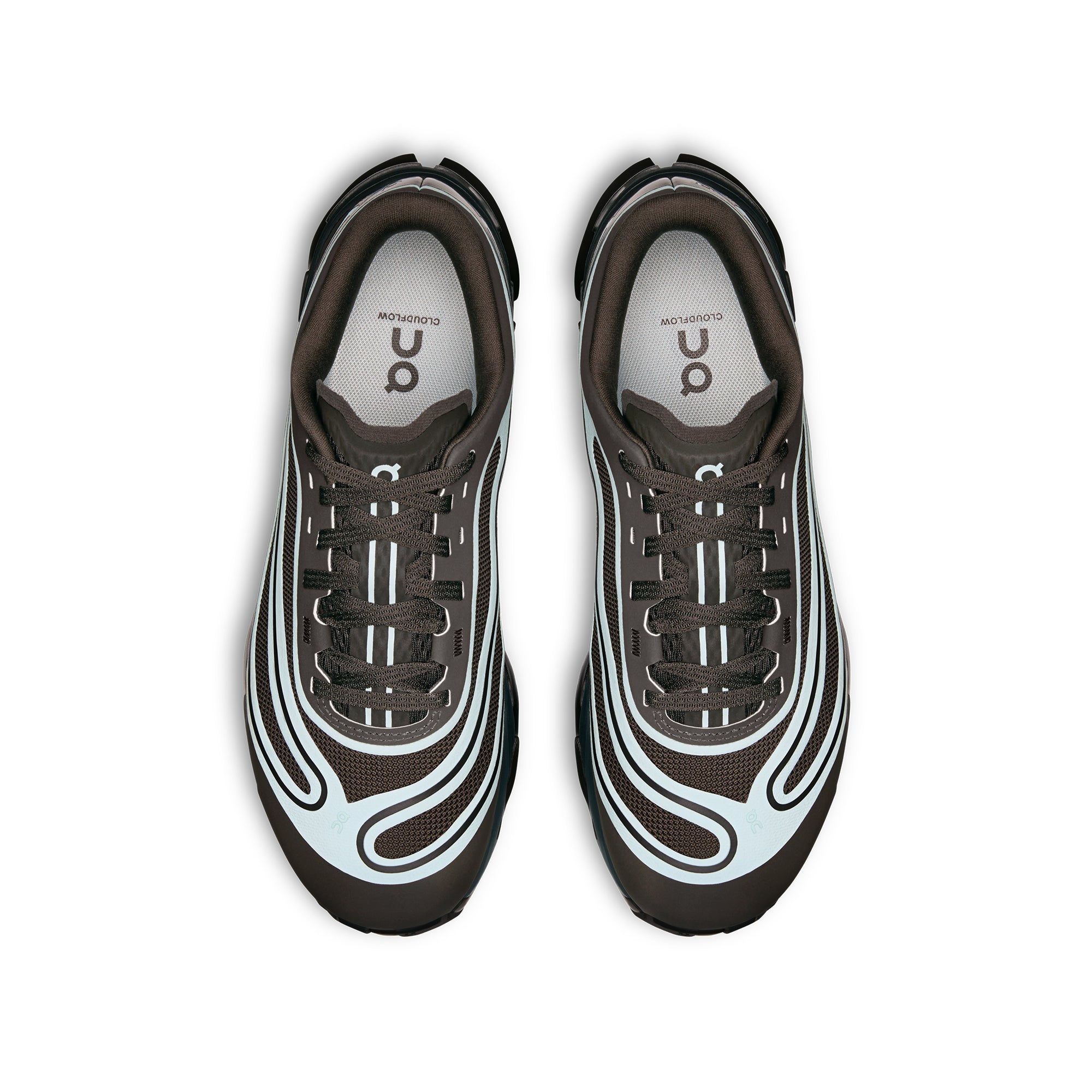 brown light blue and black sneakers on a white background 