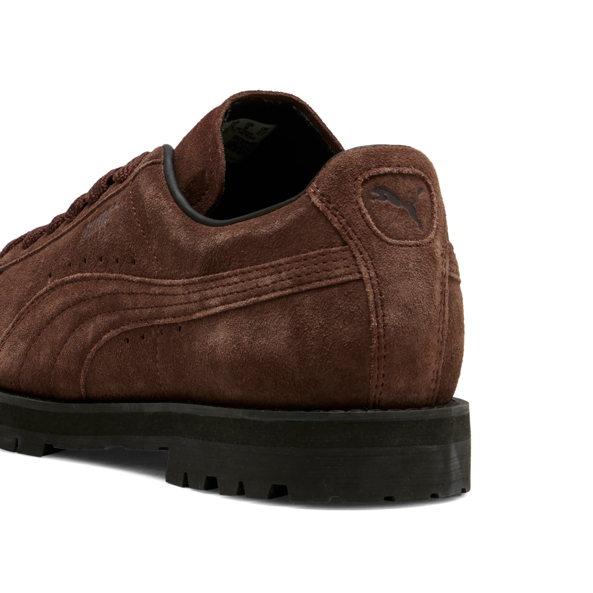 brown and black sneakers on a white background