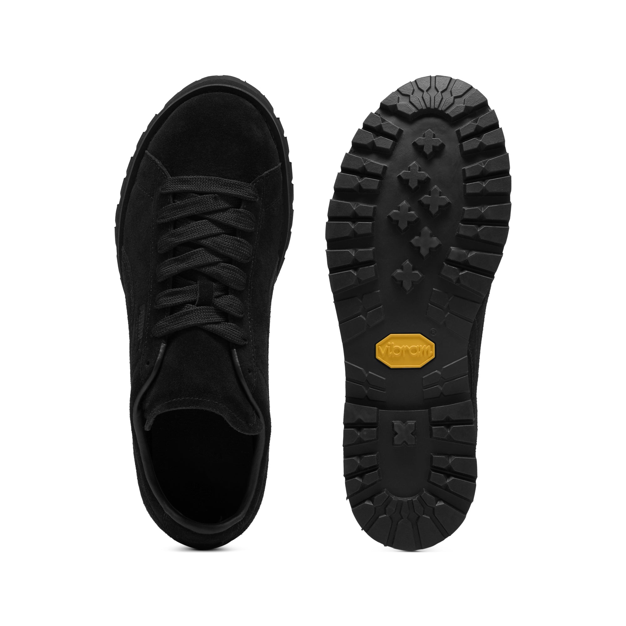 black sneakers on a white background