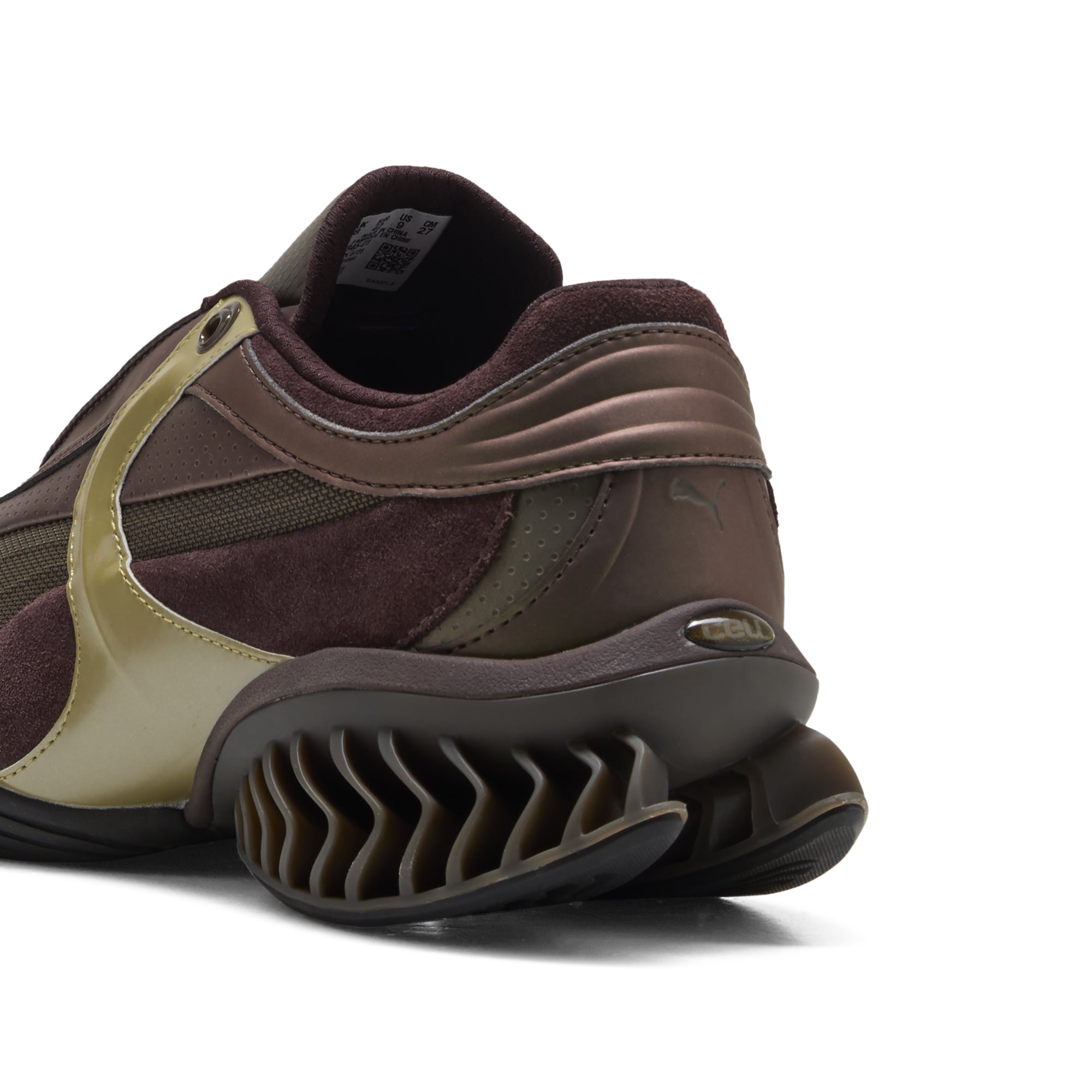 brown, bronze camo green sneakers on a white background